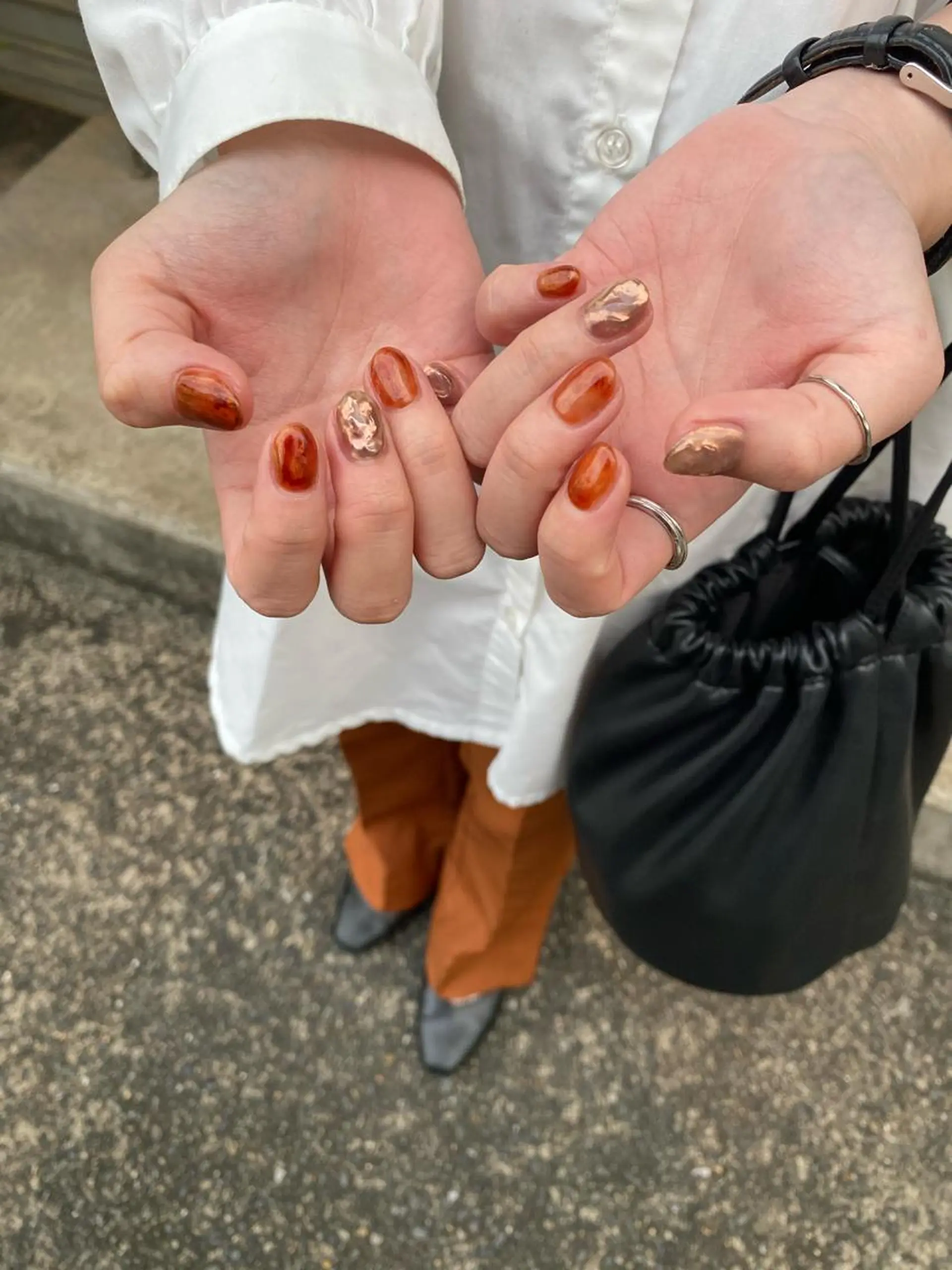 ネイル オレンジ ハンドネイル 栗林 実莉のネイルデザイン