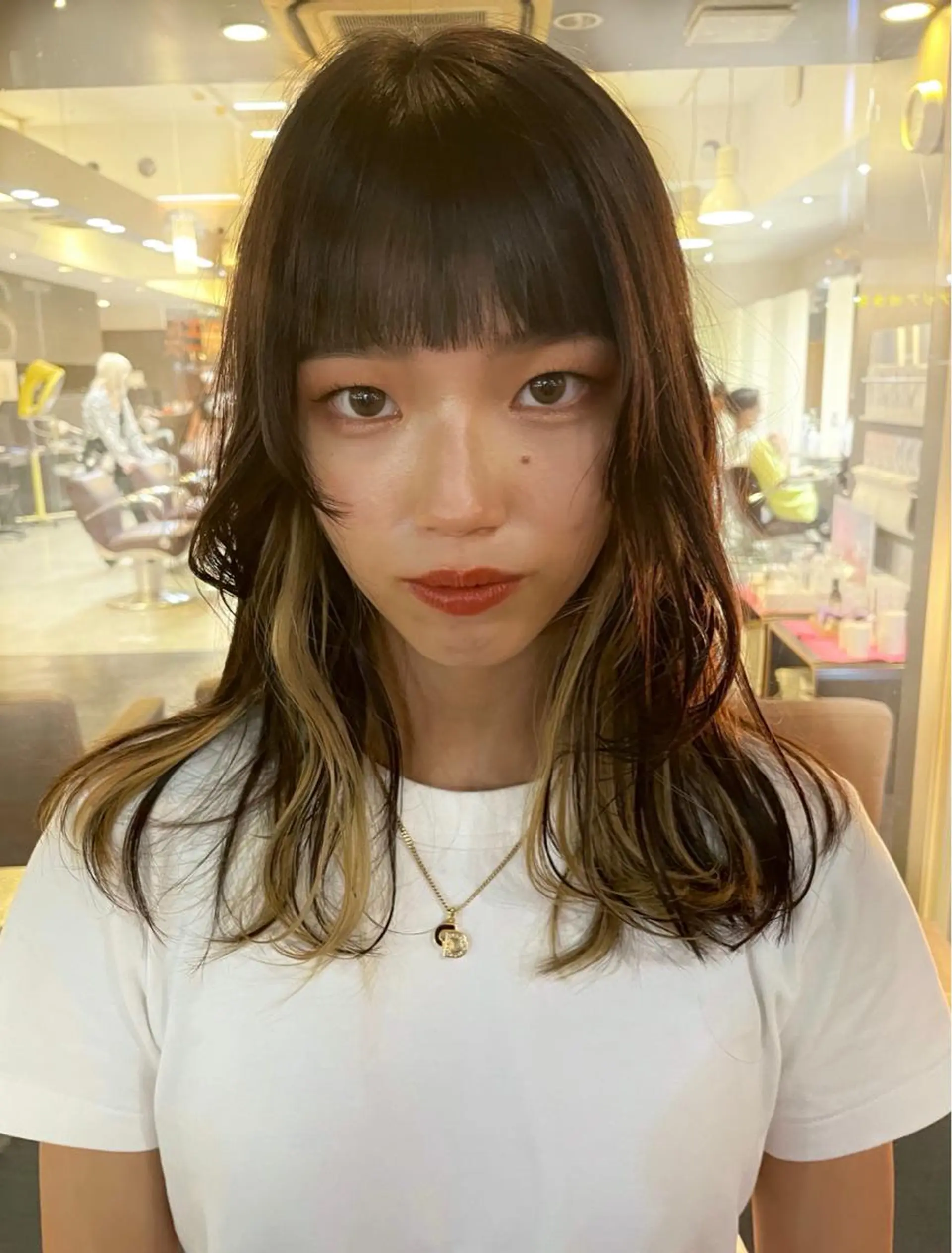 セミロング カラー イヤリングカラー risa 。のヘアスタイル