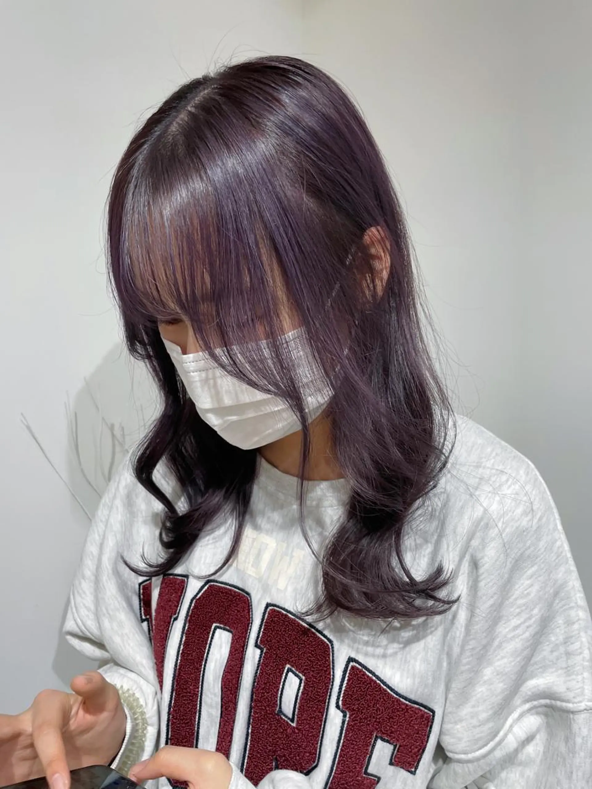 ロング カラー ヘアアレンジ ブリーチ グレージュ ラベンダーカラー ラベンダーグレージュ ラベンダーグレー 酸性縮毛矯正 梅田茶屋町 Juriのヘアスタイル