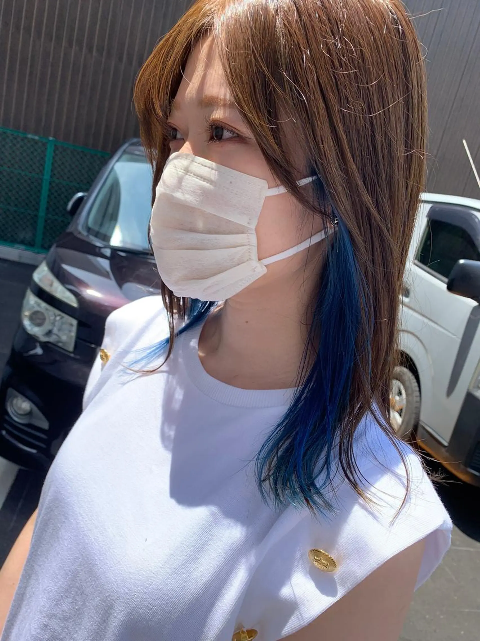 ミディアム カラー ブルーカラー インナーカラー hair &make EPICRUMIのヘアスタイル
