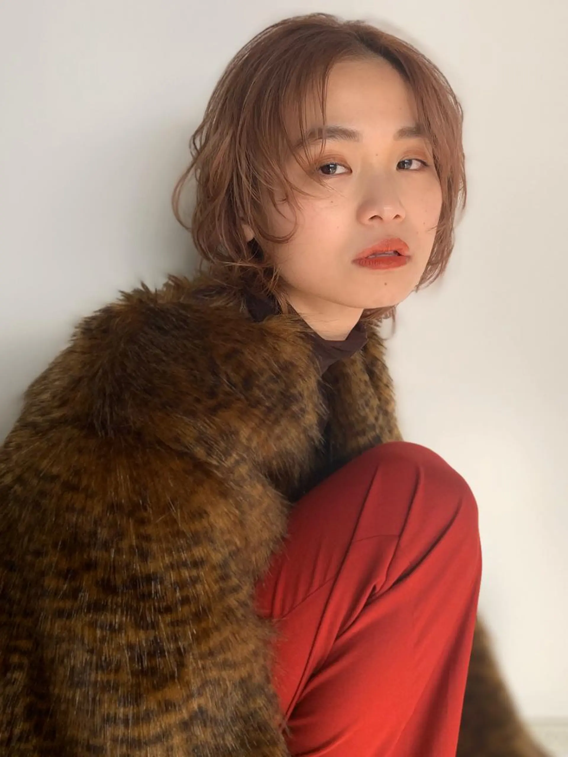 ショート カラー パーマ ヘアアレンジ メンズ キッズ マツエク・マツパ センターパート メンズウルフカット ブラウンカラー ピンクカラー ピンクブラウン カット ヘアカラー トリートメント ウルフレイヤーカット /チヒロのヘアスタイル