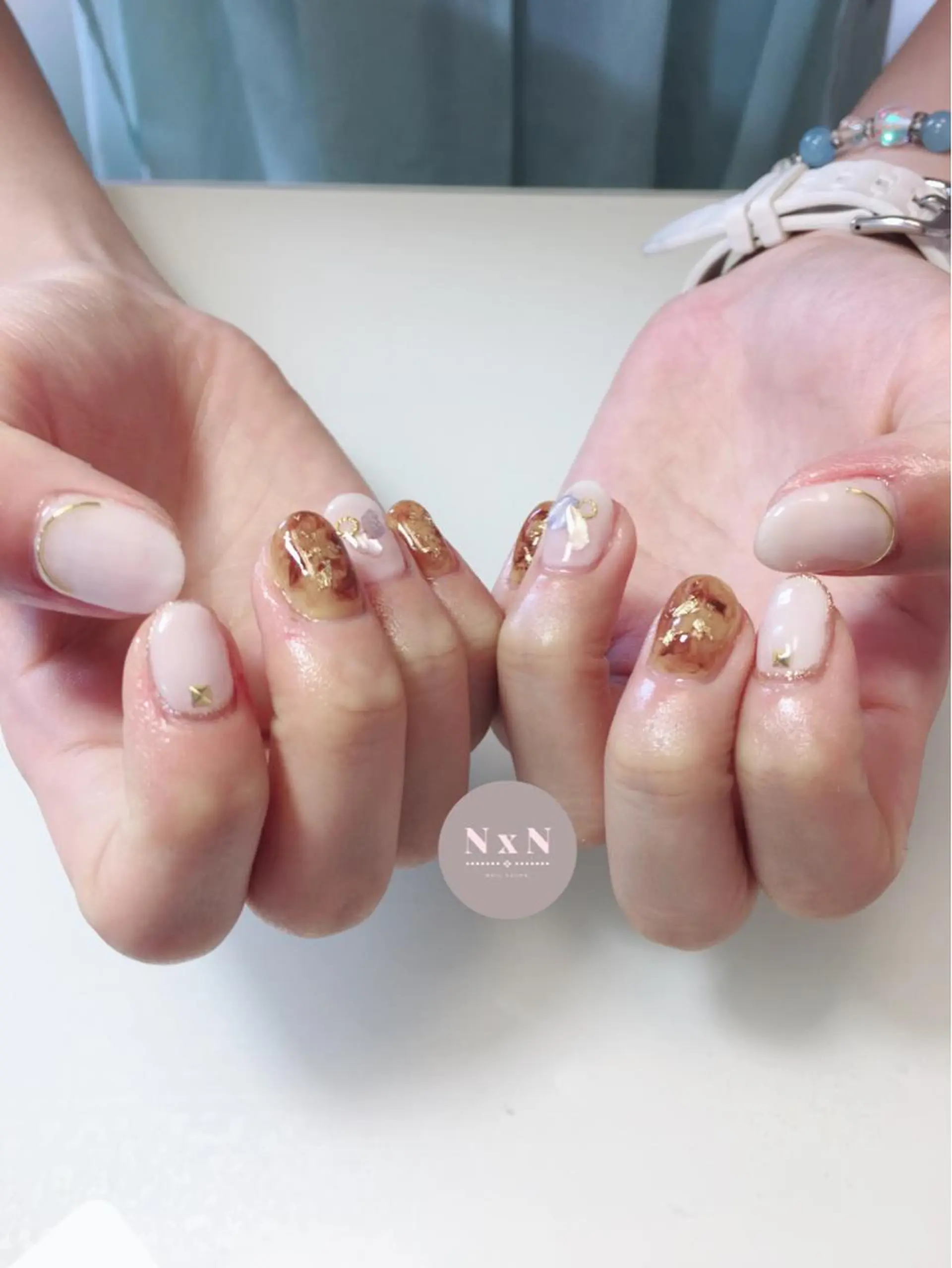 ネイル べっ甲ネイル ジェルネイル ぷっくりネイル nail salon N×Nのネイルデザイン