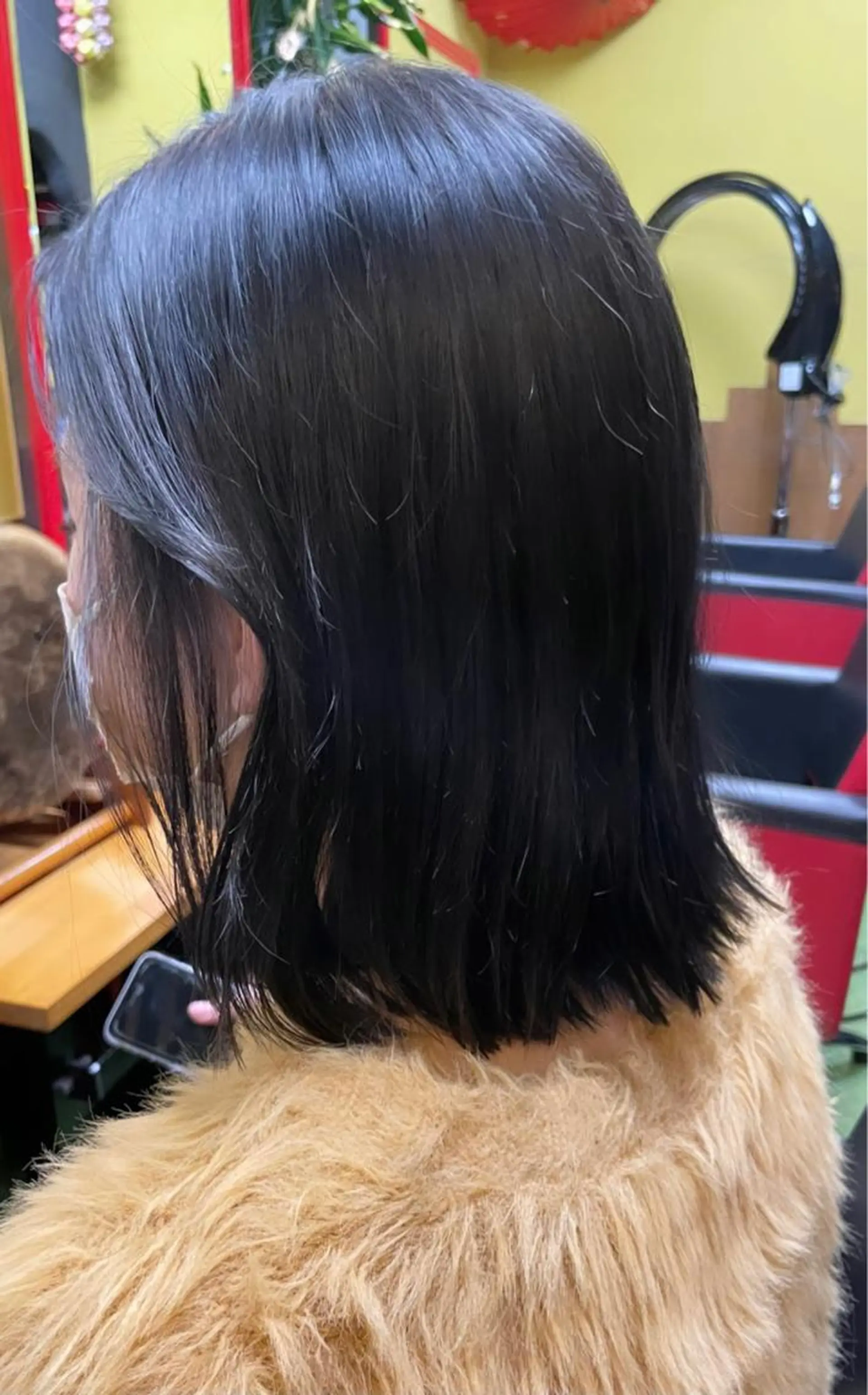 ミディアム カラー 黒髪 グレーブラック デザインカラー🏝️ 須賀汐音のヘアスタイル