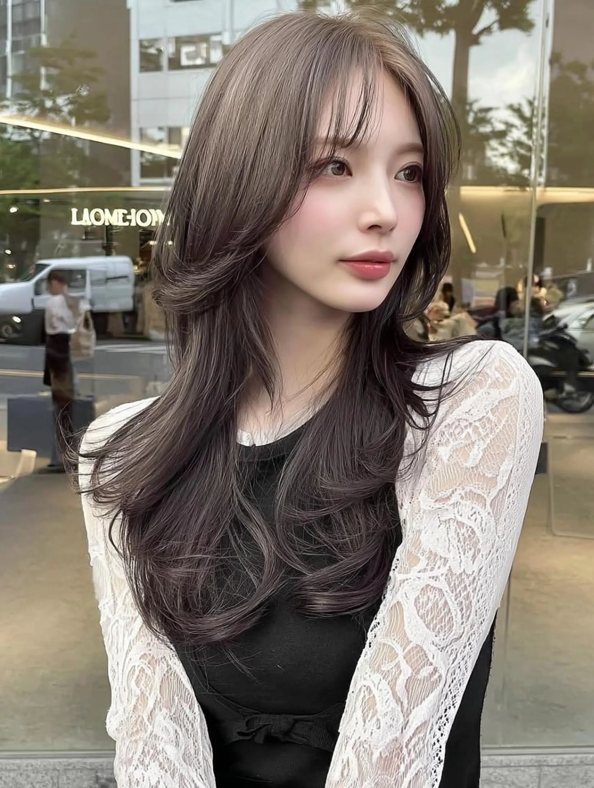 セミロング 髪質改善 似合わせカット 小顔カット トリートメント カット ヘアカラー トリートメント 似合わせカットカラー りおなのヘアスタイル