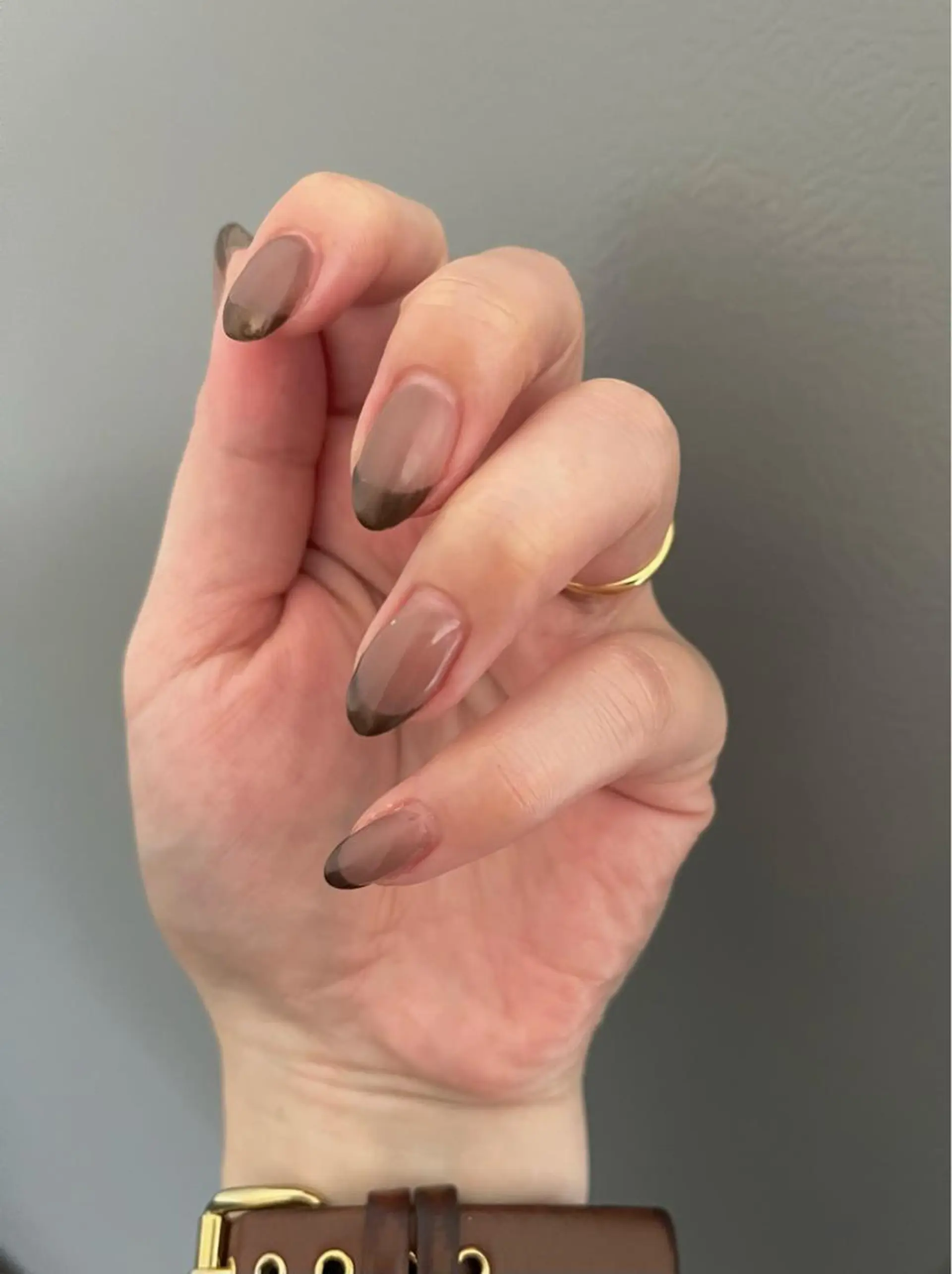ネイル ブラウン フレンチネイル ミラーネイル ハンドネイル SAKU nail 作島茜のネイルデザイン