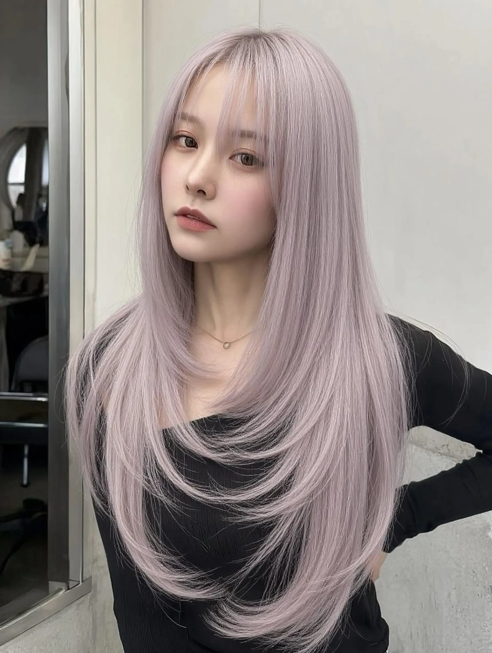 セミロング ボブ 髪質改善 韓国風ヘア レイヤーカット 縮毛矯正 カット ヘアカラー トリートメント 福園 弘郁のヘアスタイル