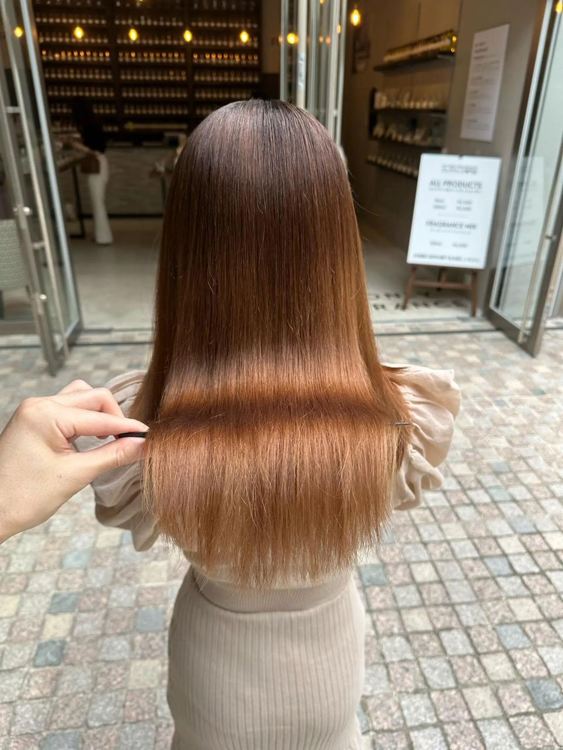 ロング カラー カット ヘアカラー 縮毛矯正 顔周り似合わせ・巻け るレイヤー水谷航大のヘアスタイル