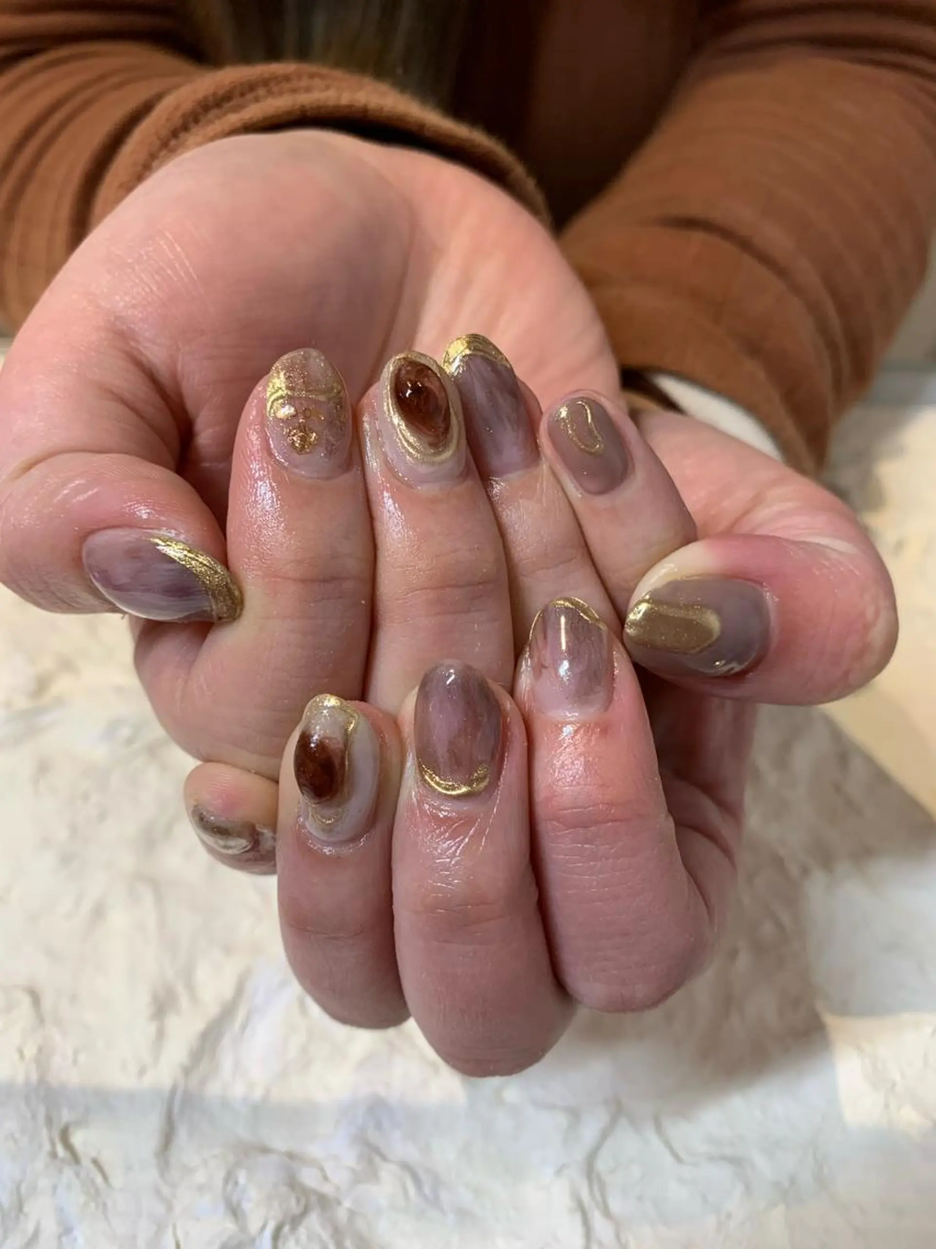 ネイル キラキラネイル 持ち込み ニュアンスネイル マキノ ユイのネイルデザイン