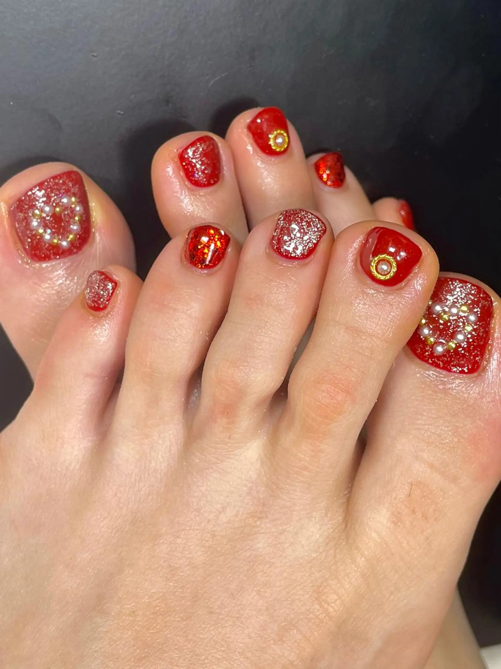 ネイル ハート フットネイル shark_nail Aのネイルデザイン