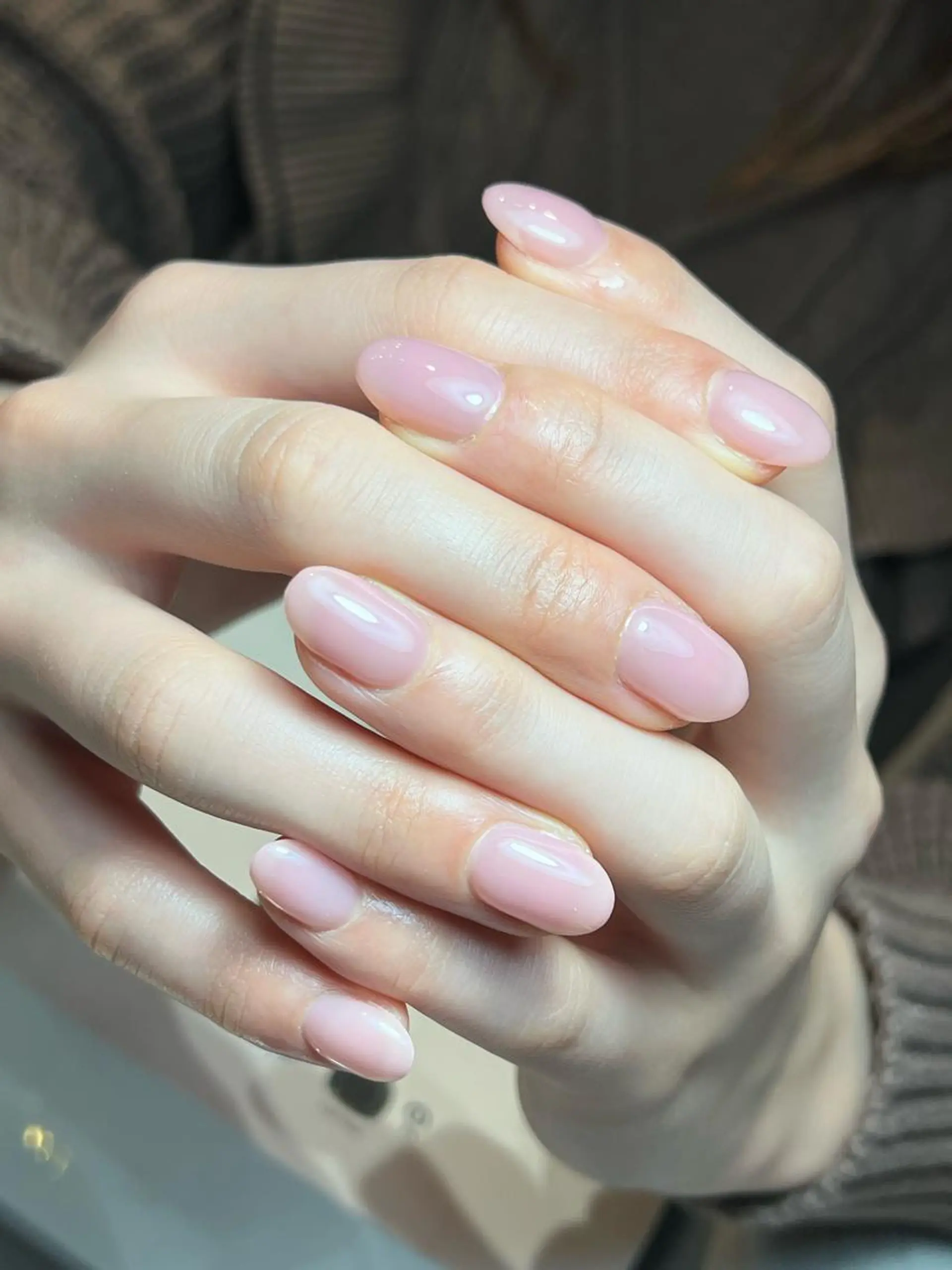 ネイル ワンカラーネイル ピンク bijou nails　蓮のネイルデザイン