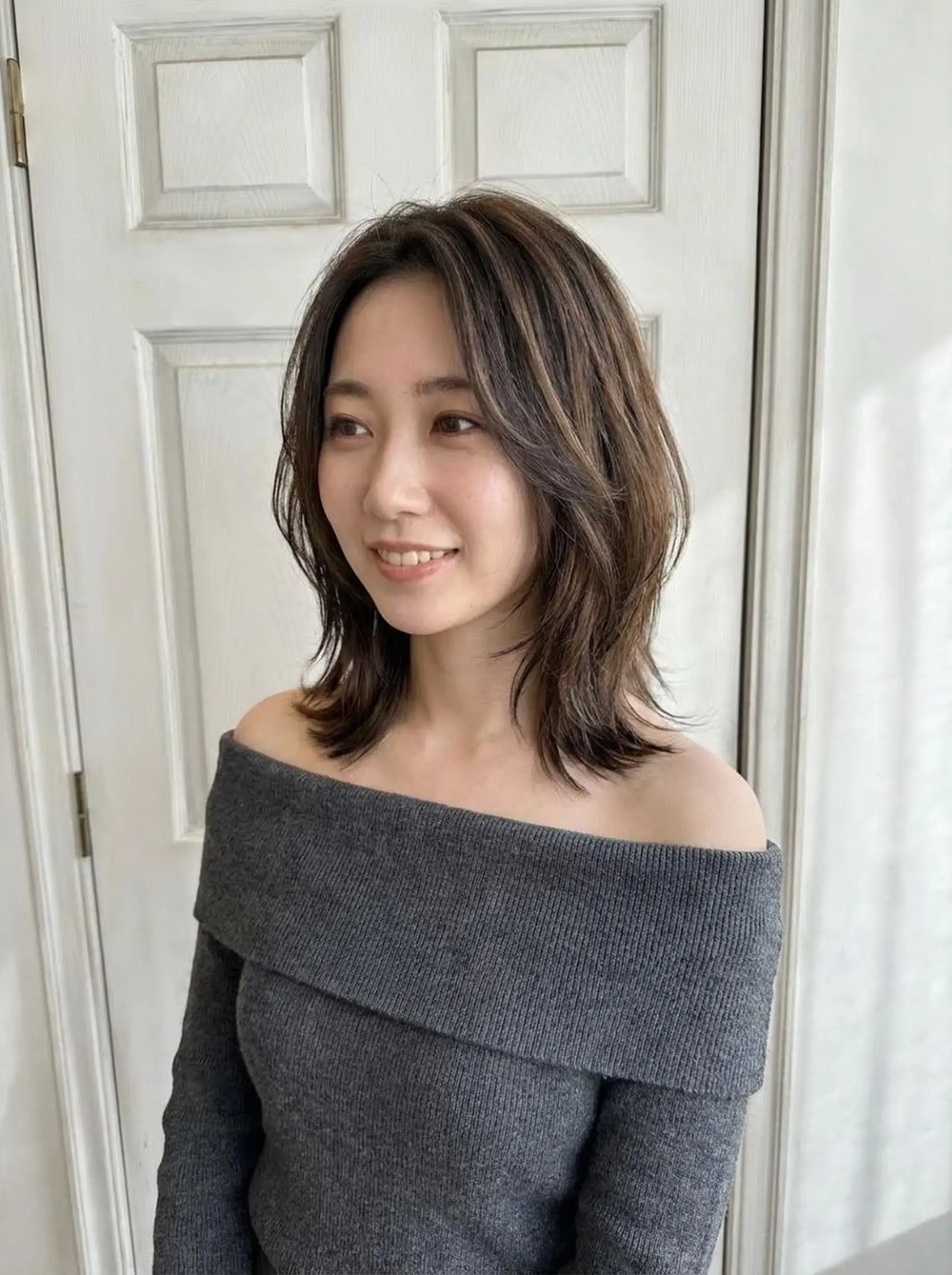 セミロング ボブ くびれヘア 顔周りカット 髪質改善 韓国風ヘア Aroma hair 🌙tanakaのヘアスタイル