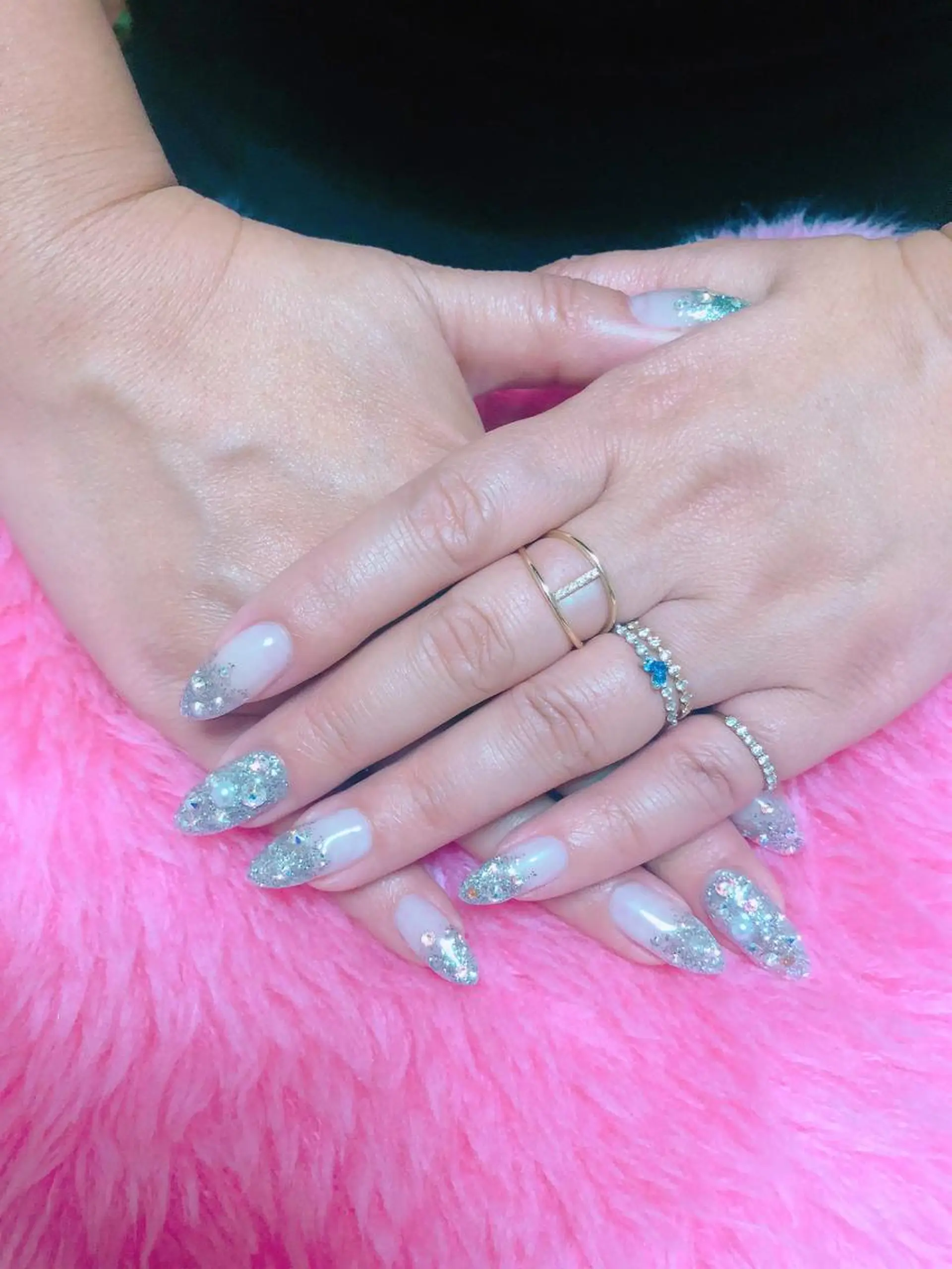 ネイル シルバー ストーンネイル NAILWISH所属・橋本 千智のネイルデザイン