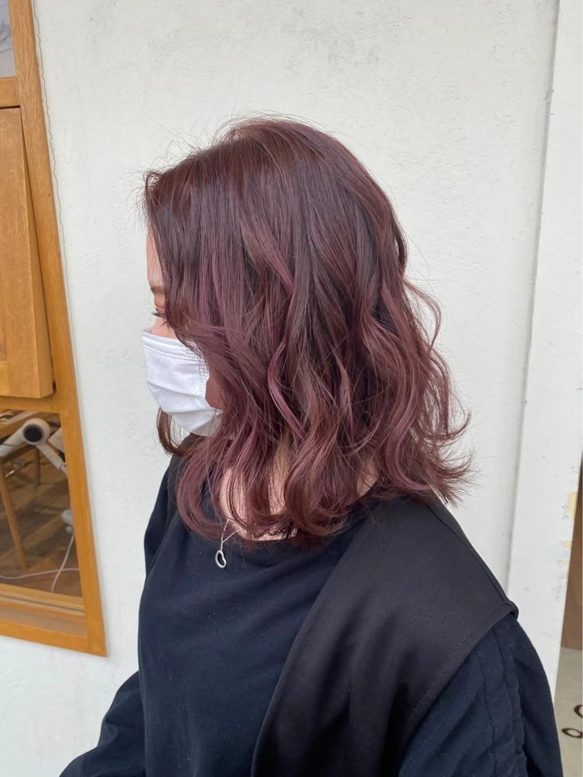 ミディアム カラー ローズカラー 清原 里菜のヘアスタイル