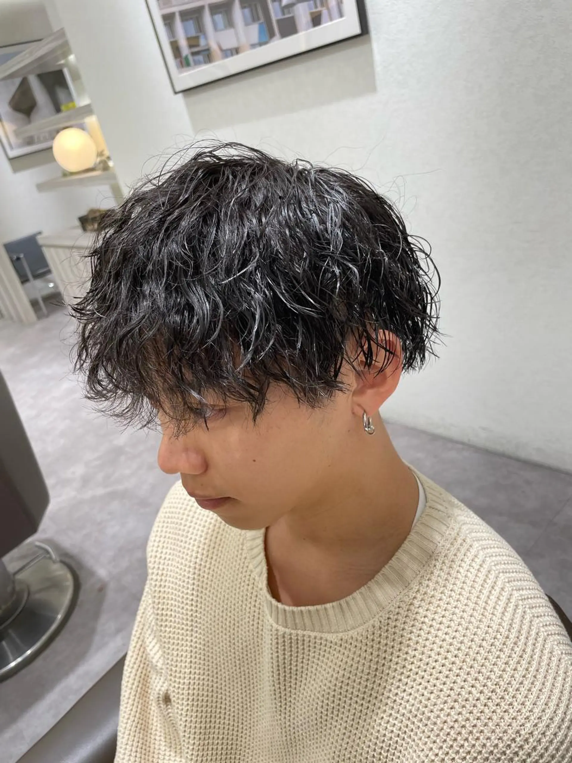 ショート パーマ メンズ メンズブリーチ メンズハイライト メンズメッシュ メンズパーマ メンズツイストパーマ カット パーマ メンズ特化/矢場町駅 徒歩1分/岡本一真のヘアスタイル