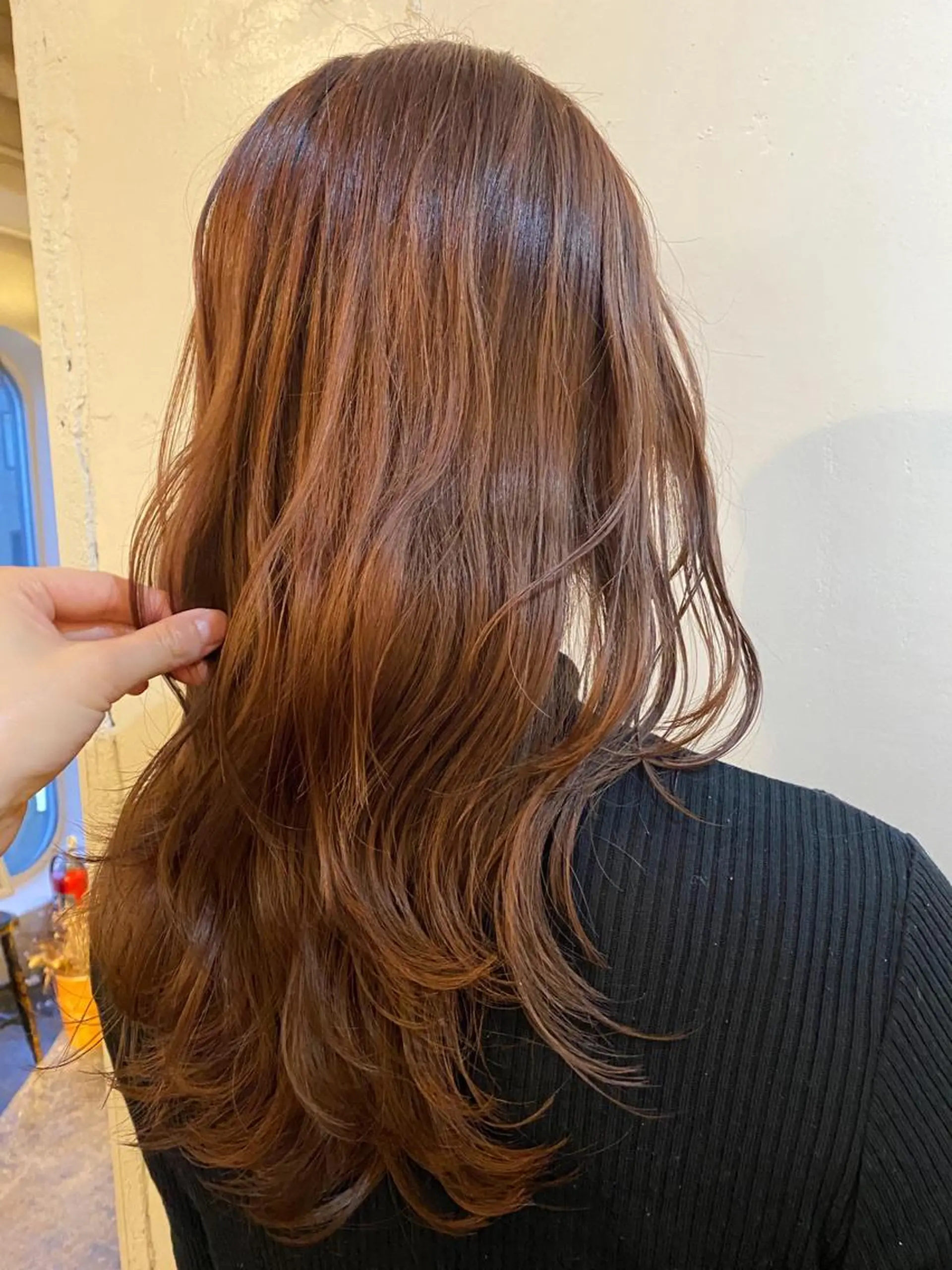 ロング カラー ベージュカラー オレンジ オレンジベージュ stylist🎨 aye牧野莉香のヘアスタイル
