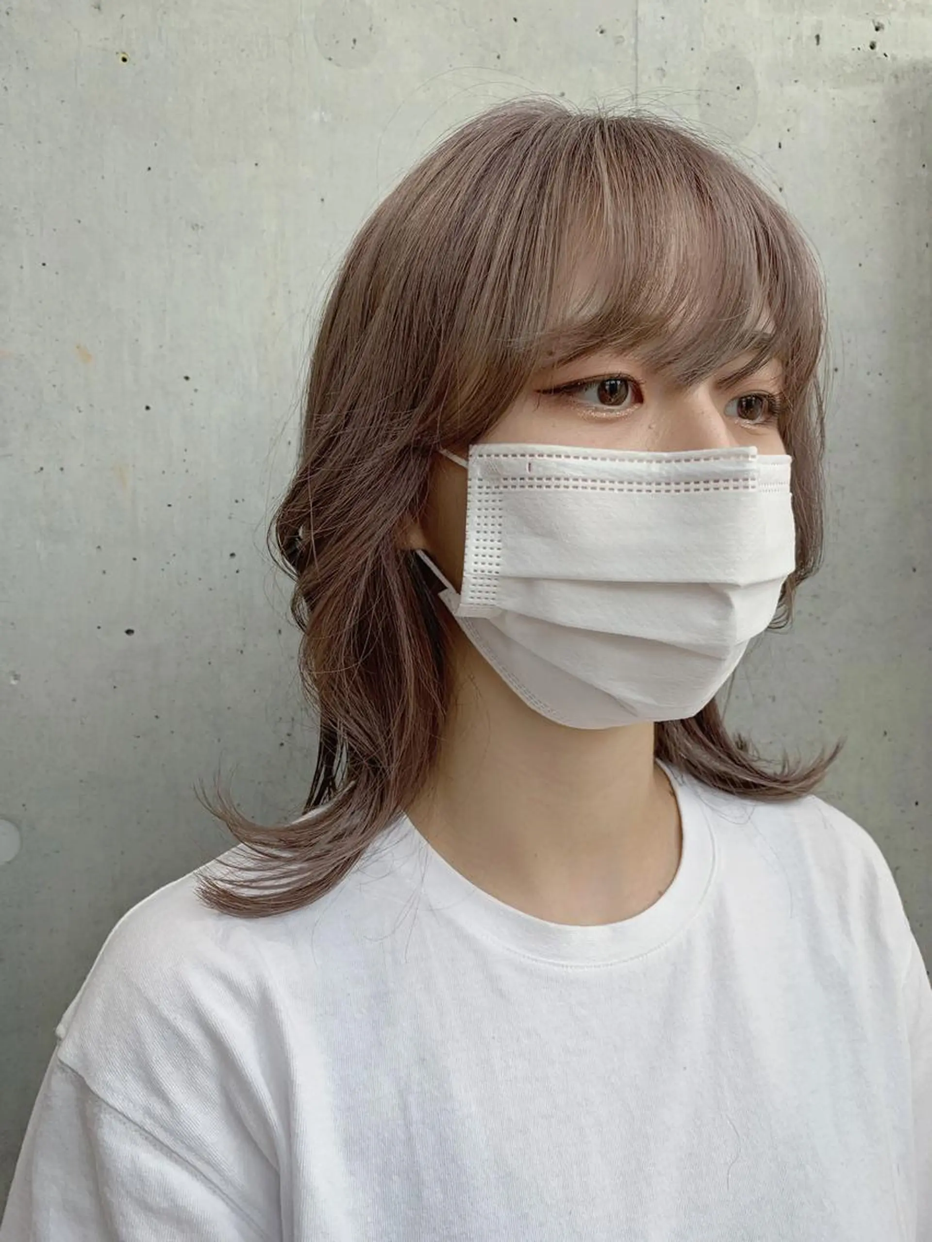 ミディアム カラー アッシュ アッシュグレー アッシュグレージュ バレイヤージュ ミストバング 韓国ヘア 🦋KIRA🦋のヘアスタイル