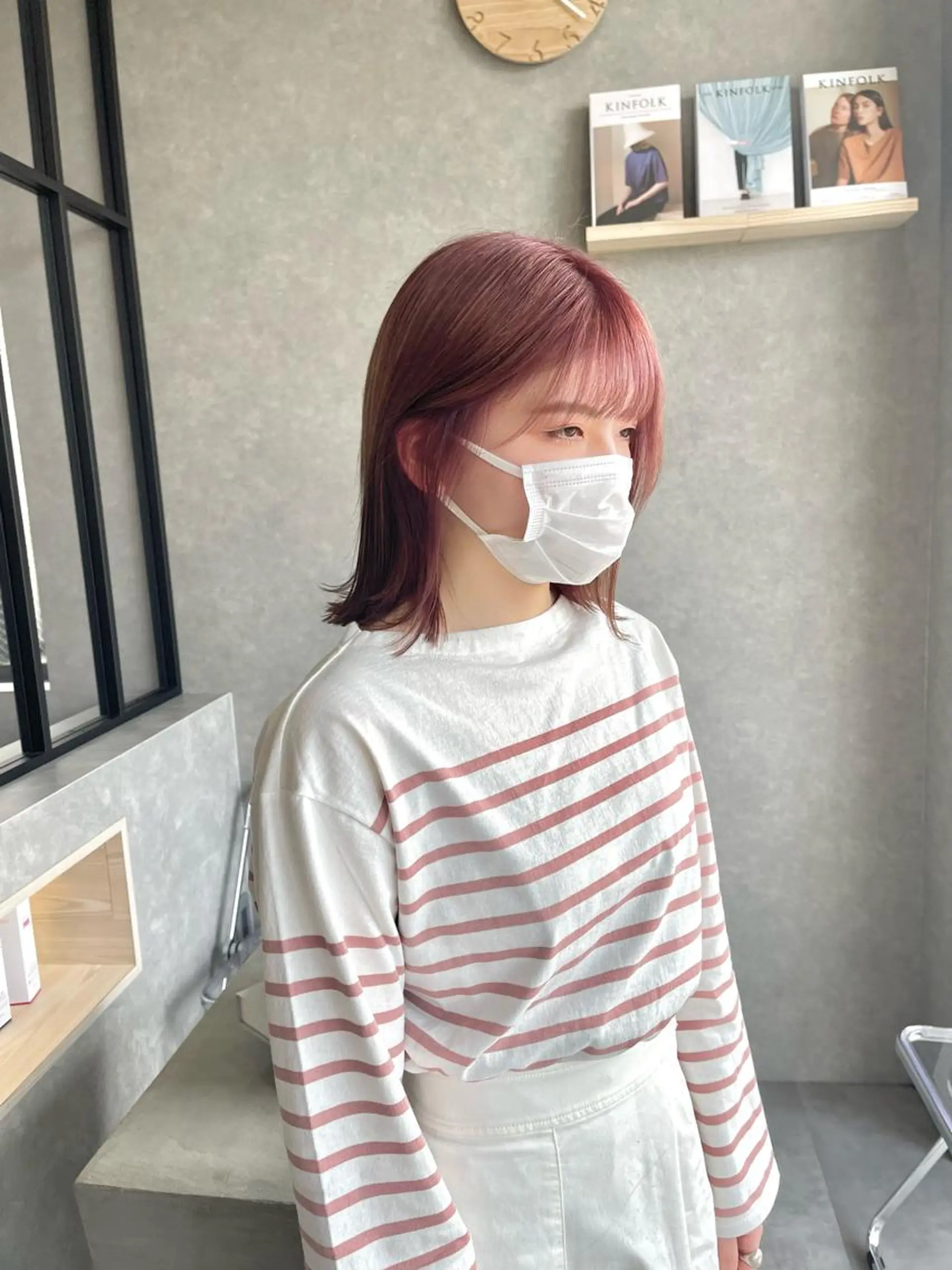 ミディアム カラー カット ヘアカラー トリートメント 一ノ瀬 暁のヘアスタイル