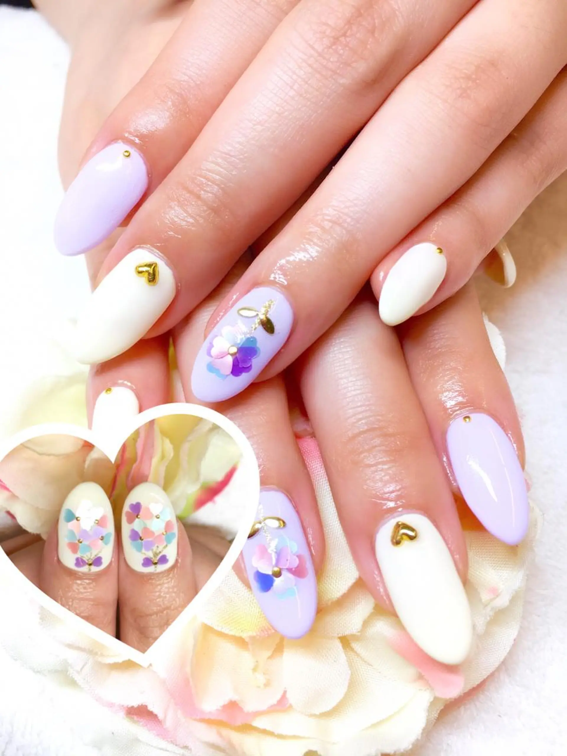 ネイル フットネイル ジェルネイル ミラーネイル パラジェル 春ネイル ハンドネイル clover nailのネイルデザイン