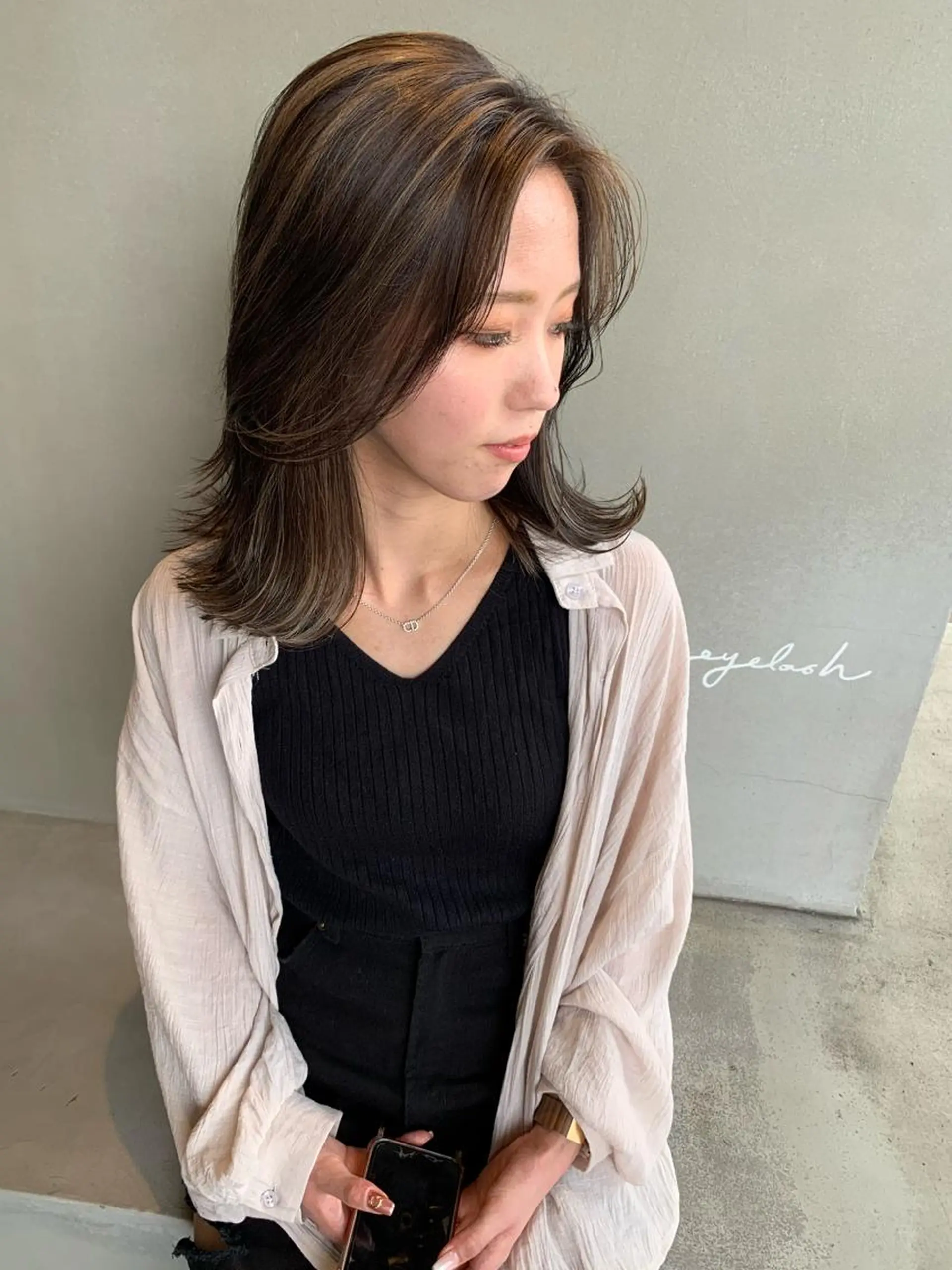 ミディアム カラー ブリーチ/アレンジ 天満/chihiroのヘアスタイル