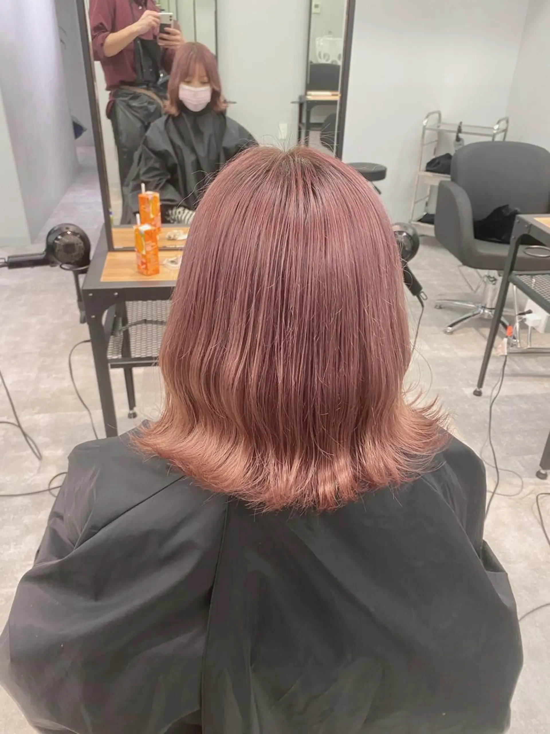 ミディアム カラー ピンクカラー esu 天満のヘアスタイル