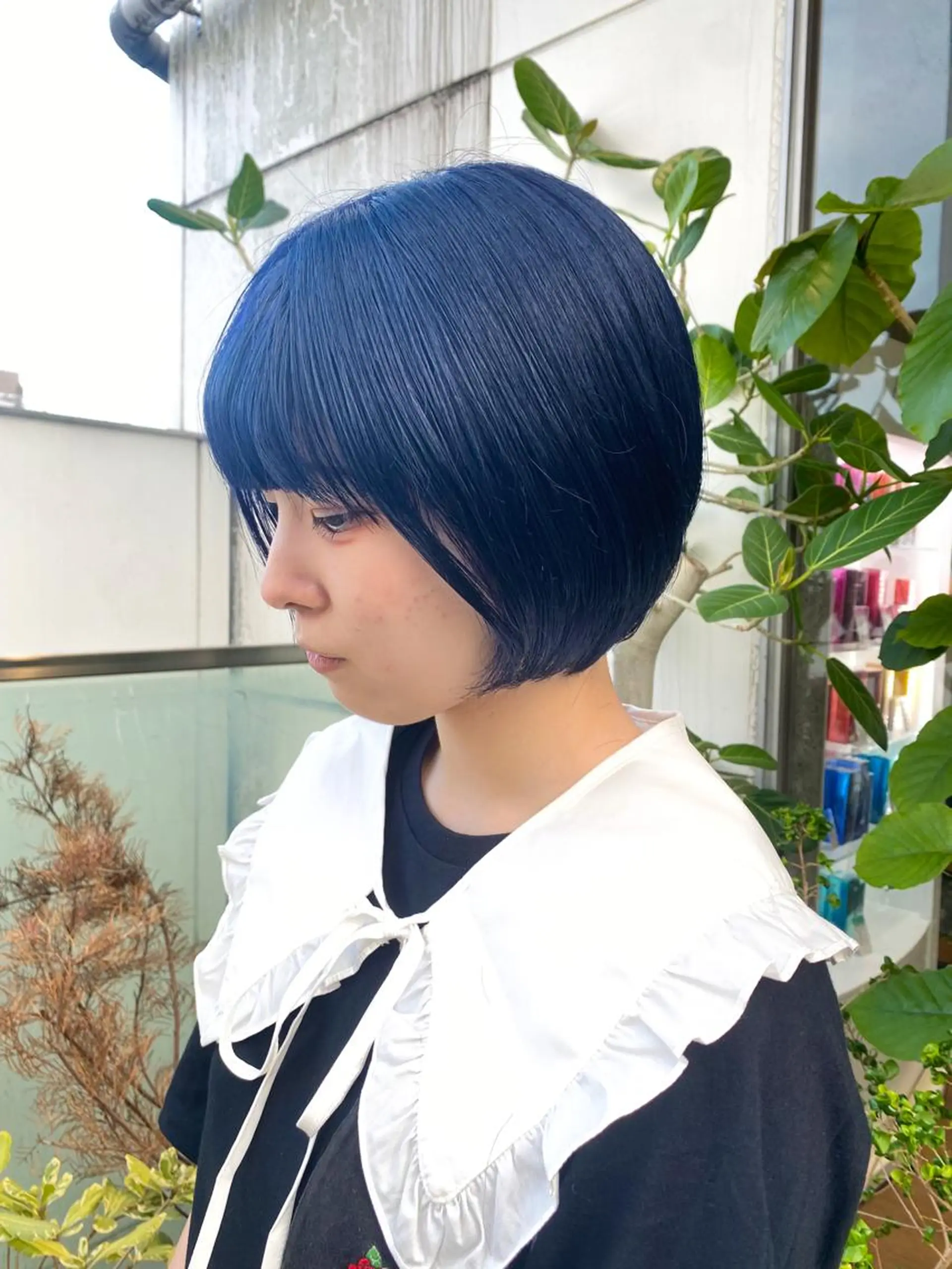 ショート カラー ヘアアレンジ ショートボブ ブルーカラー ネイビーカラー ボブ ショートヘア カット トリートメント ヘッドスパ ヘアセット 押切 響　のヘアスタイル