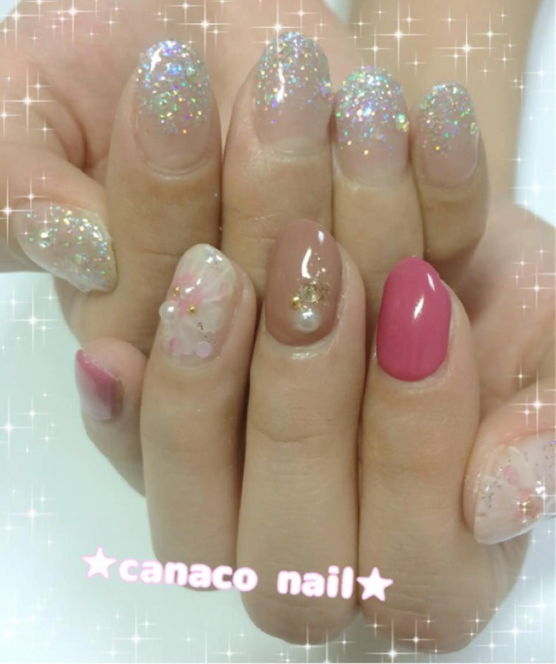 ネイル アートネイル ジェルネイル パラジェル ストーンネイル ハンドネイル ハンドケア Felice所属・ベテランネイル cnc nailのネイルデザイン