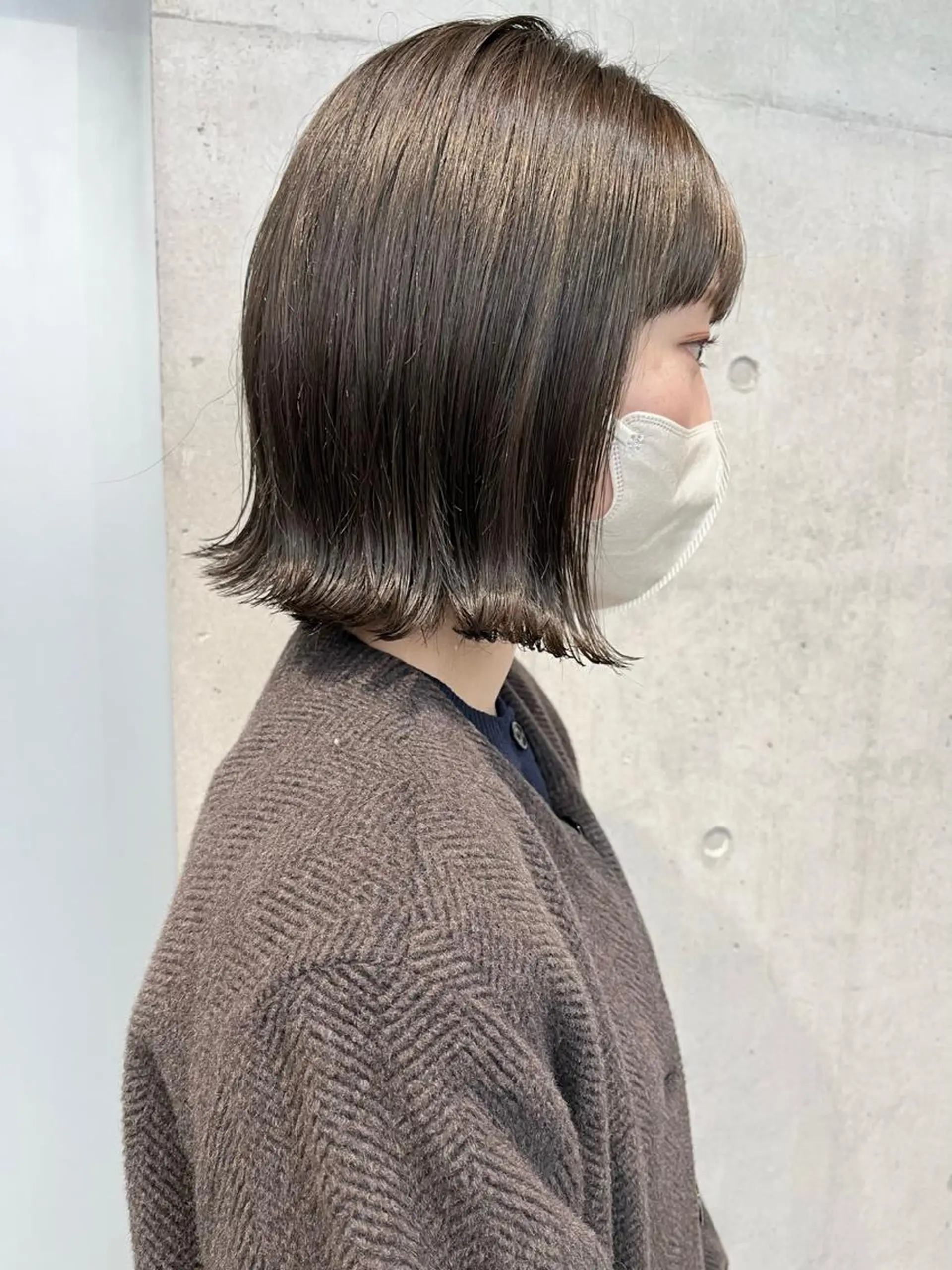 ミディアム カラー パーマ ヘアカラー トリートメント 透明感/オリーブ/ グレージュ/YUKAのヘアスタイル