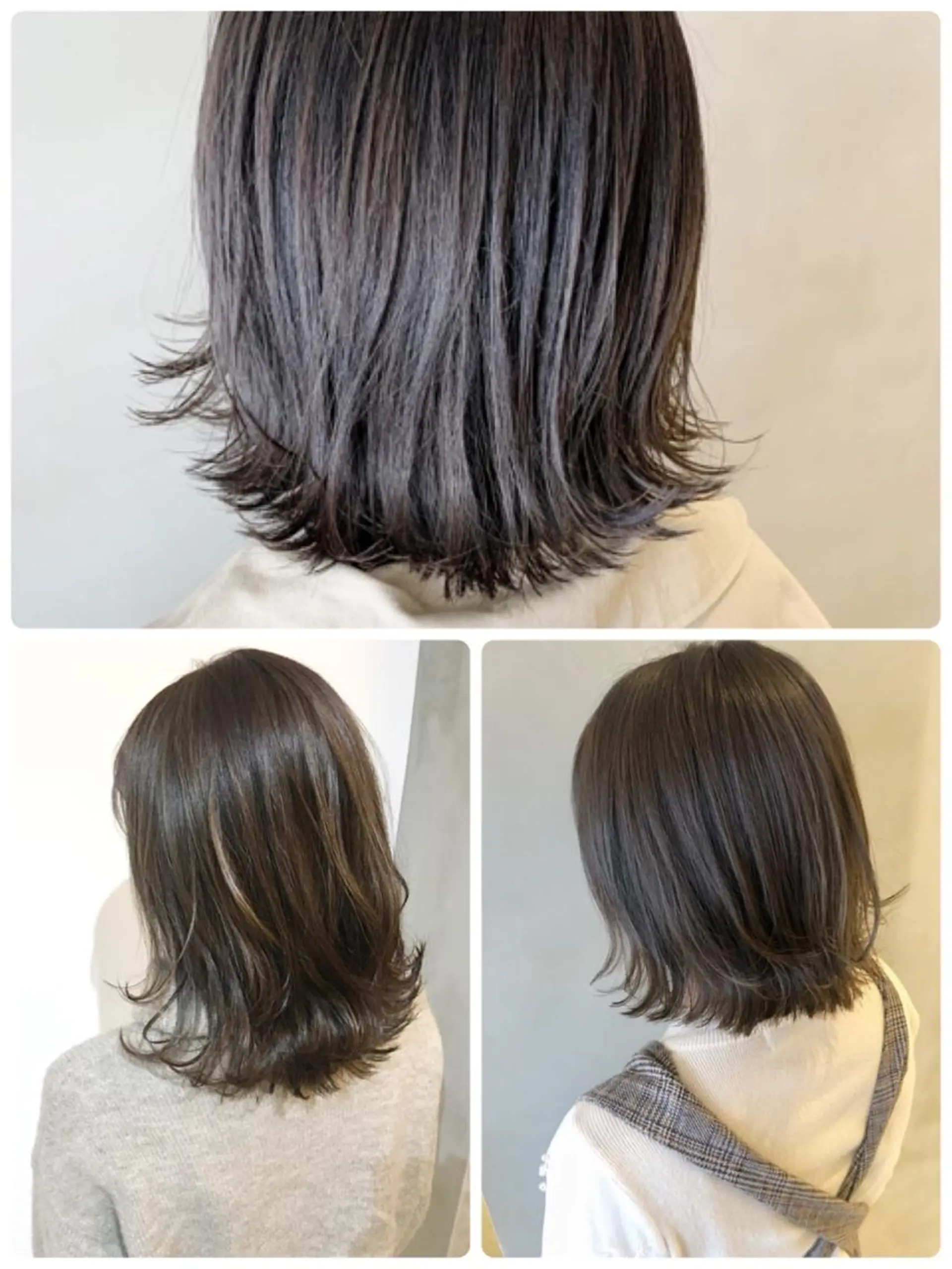 ミディアム カラー ヘアアレンジ ネイル マツエク・マツパ ミディアムパーマ アッシュ バレイヤージュ ベージュカラー 透明感カラー カット ヘアカラー 夜23時まで予約🉑 reverieあきらのヘアスタイル