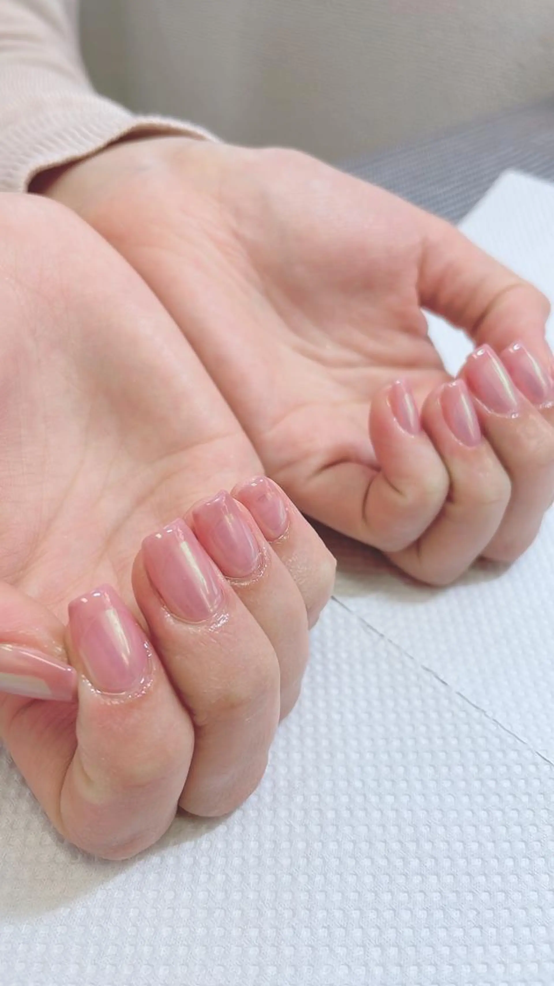 ネイル オーロラネイル フレンチネイル ピンク むねいる nail salonのネイルデザイン