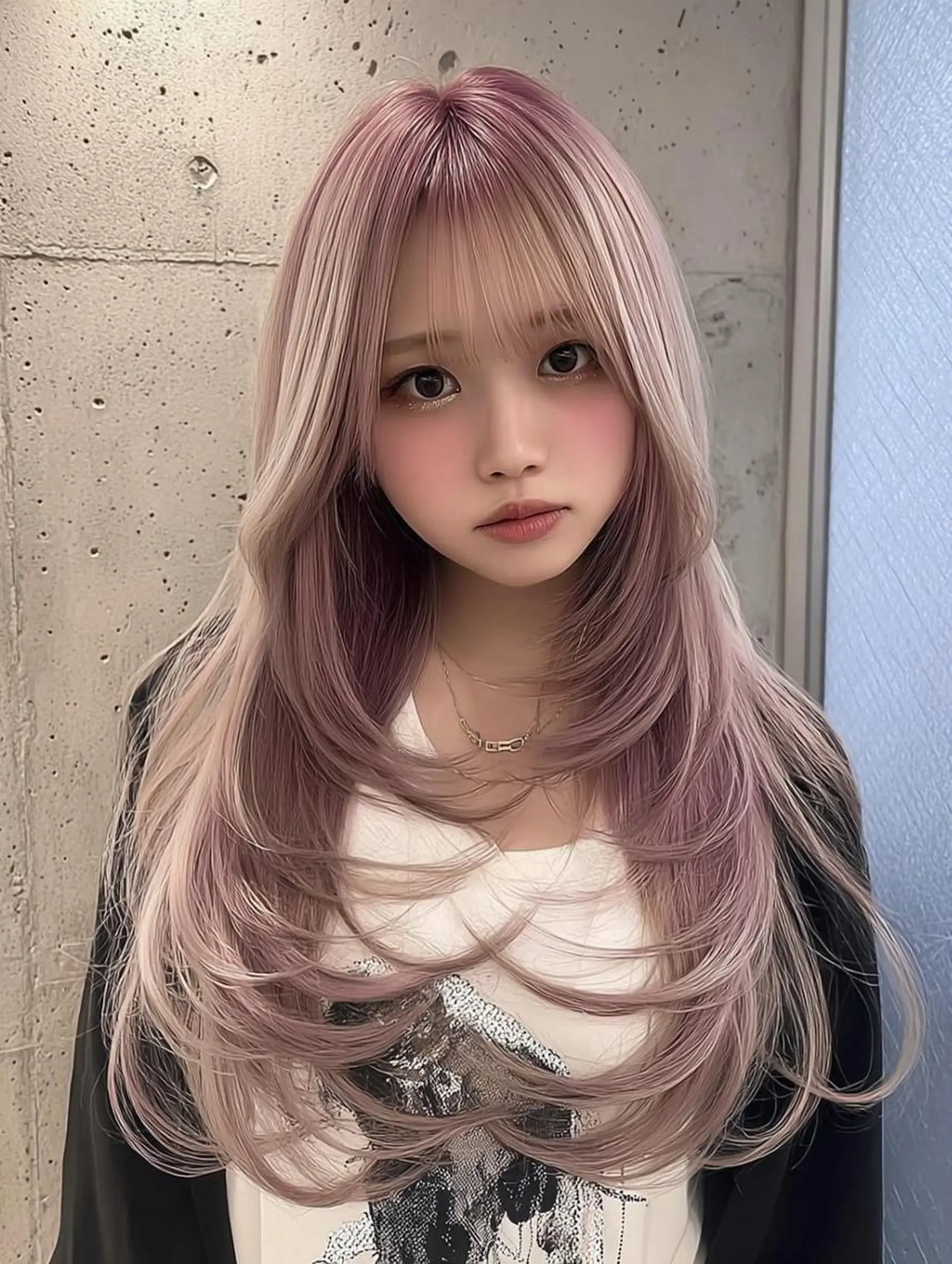 セミロング ボブ 髪質改善 韓国風ヘア レイヤーカット 縮毛矯正 カット ヘアカラー トリートメント 七田 英亮のヘアスタイル