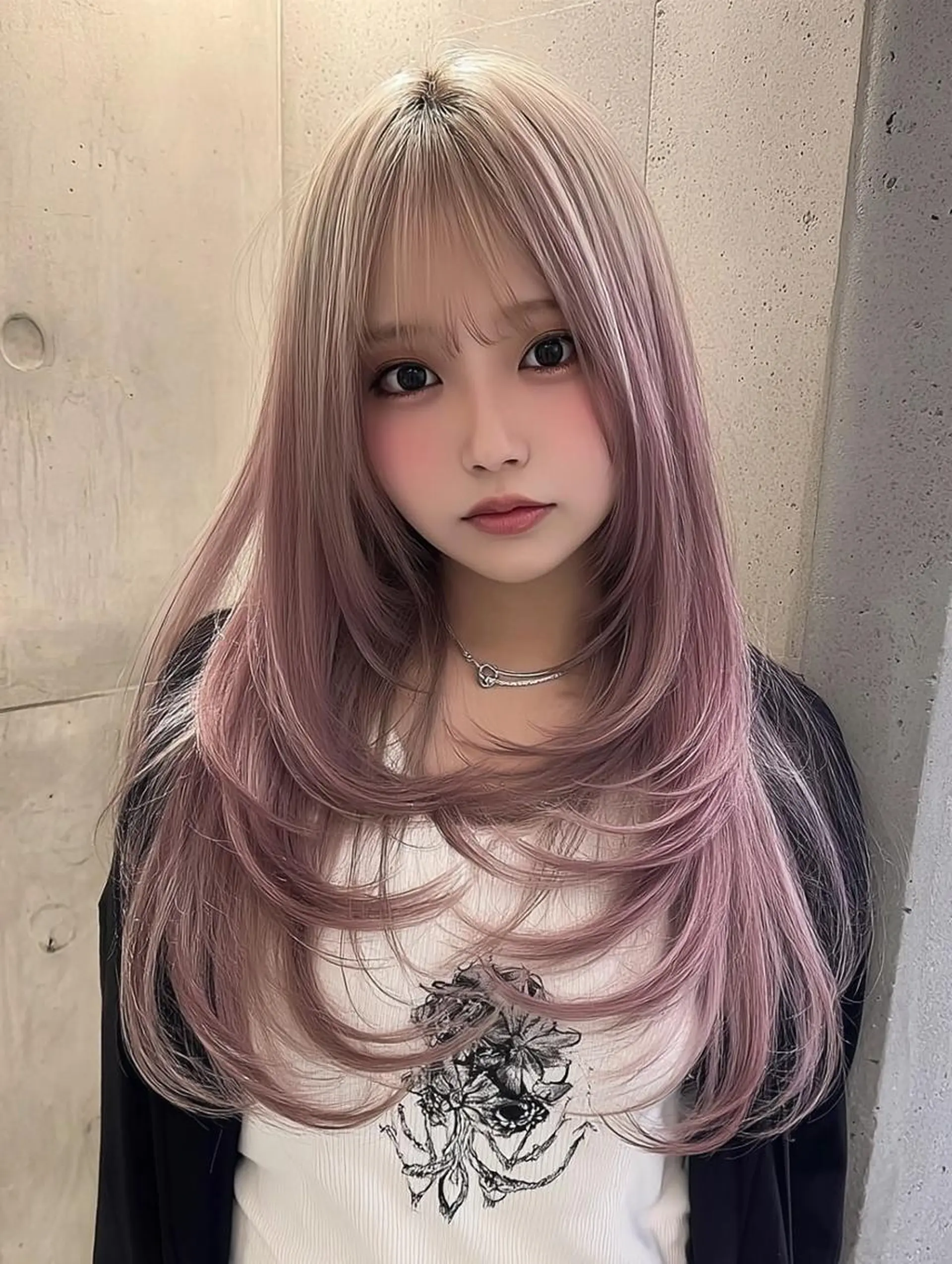 セミロング ボブ 髪質改善 韓国風ヘア レイヤーカット 縮毛矯正 カット ヘアカラー 祖慶 歩のヘアスタイル