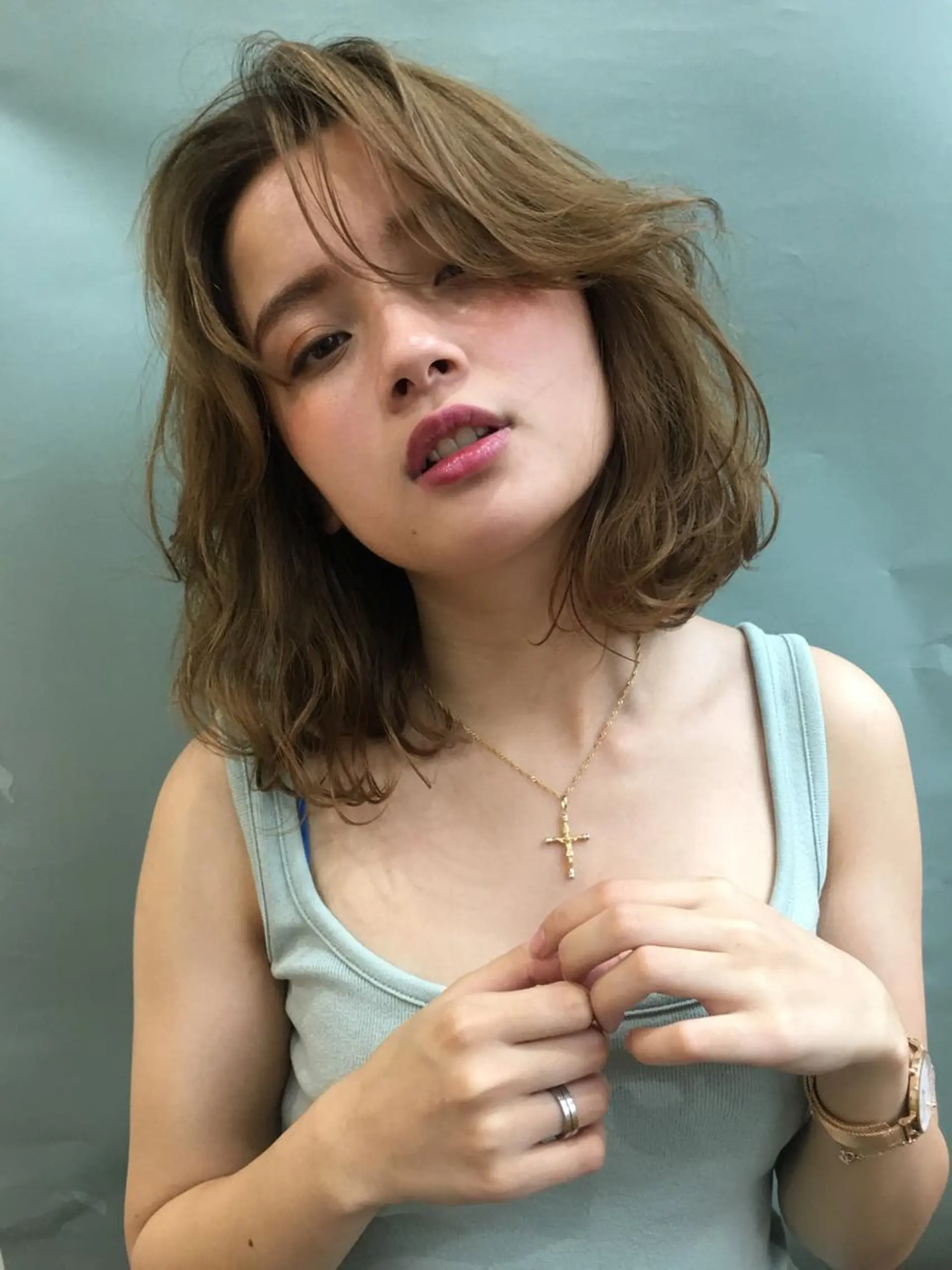 ミディアム カラー パーマ ネイル マツエク・マツパ 渋谷/韓国風 西原直樹のヘアスタイル