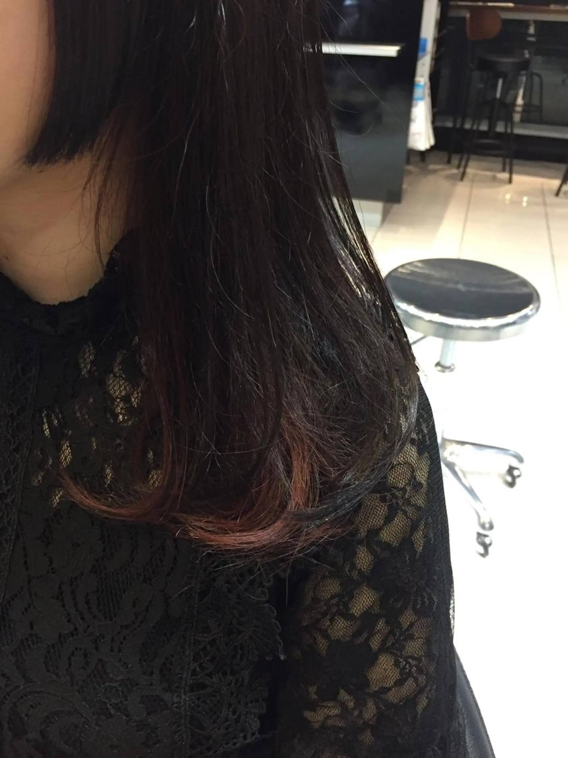 ロング カラー レッドカラー 姫カット natsu fujinoのヘアスタイル