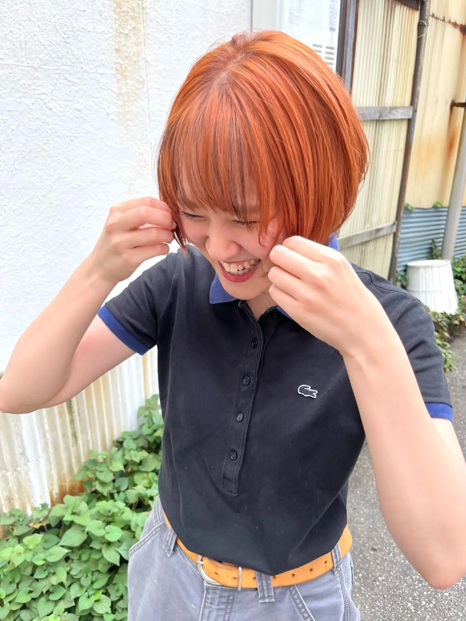 ショート カラー ブリーチ ブリーチなしカラー オレンジ 🟣niw SHUNNA🟣のヘアスタイル