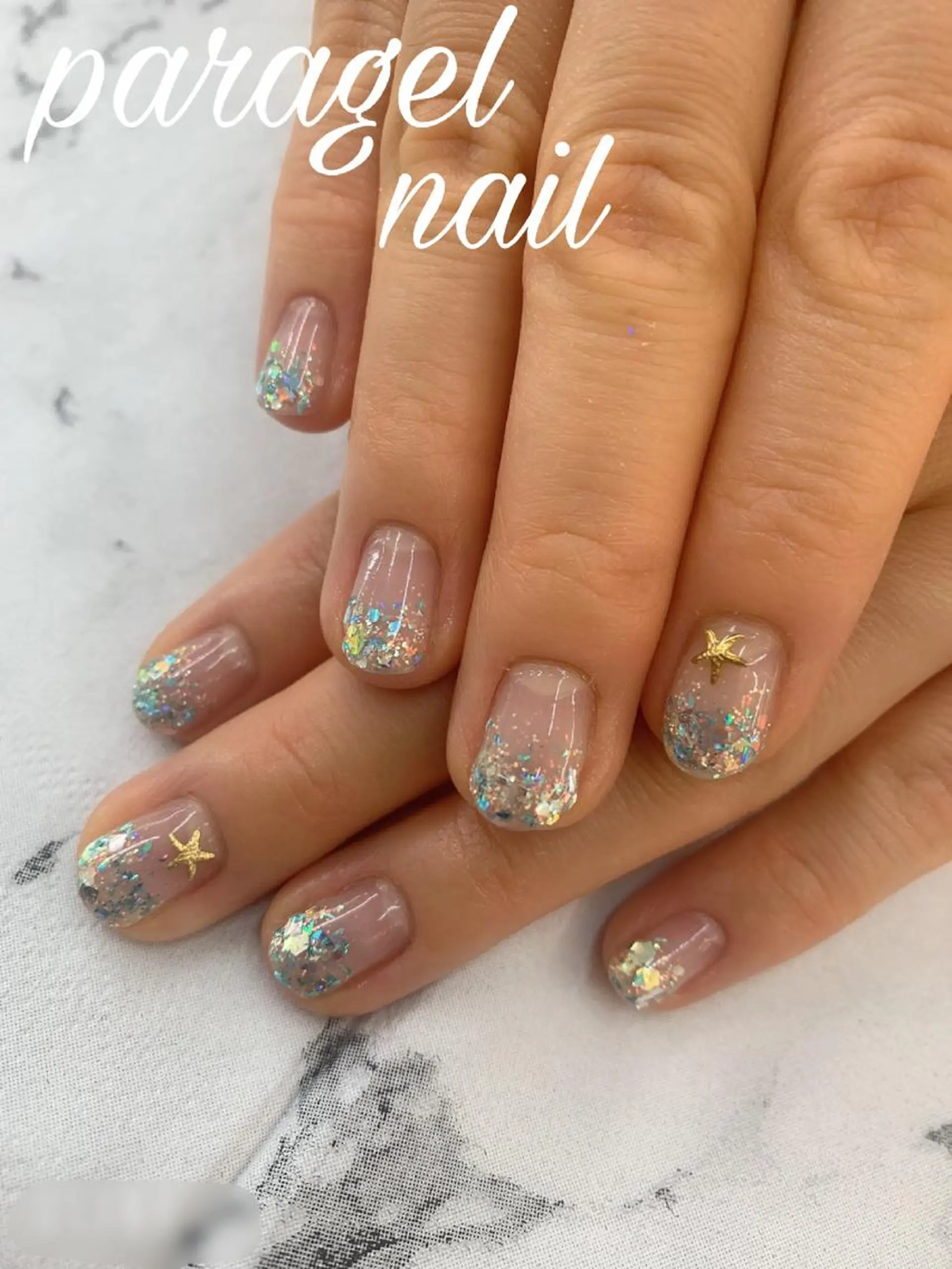 ネイル ブルー ラメ(グリッター) ラメグラデーション nail＊ runa🌻のネイルデザイン