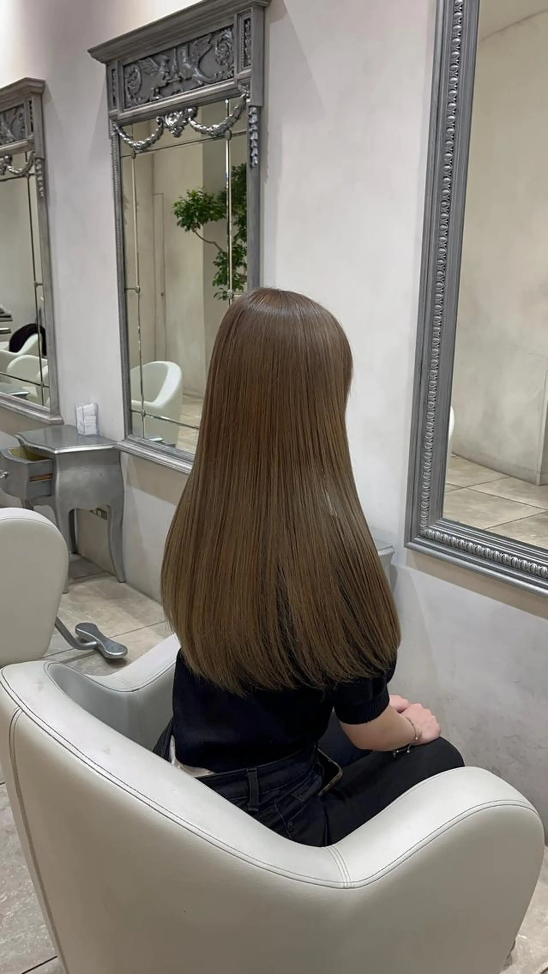 カラー ベージュカラー 黒髪 ハイトーンカラー ハイトーンベージュ ヘアカラー 地毛風ストレート/ 髪質改善/セキネのヘアスタイル