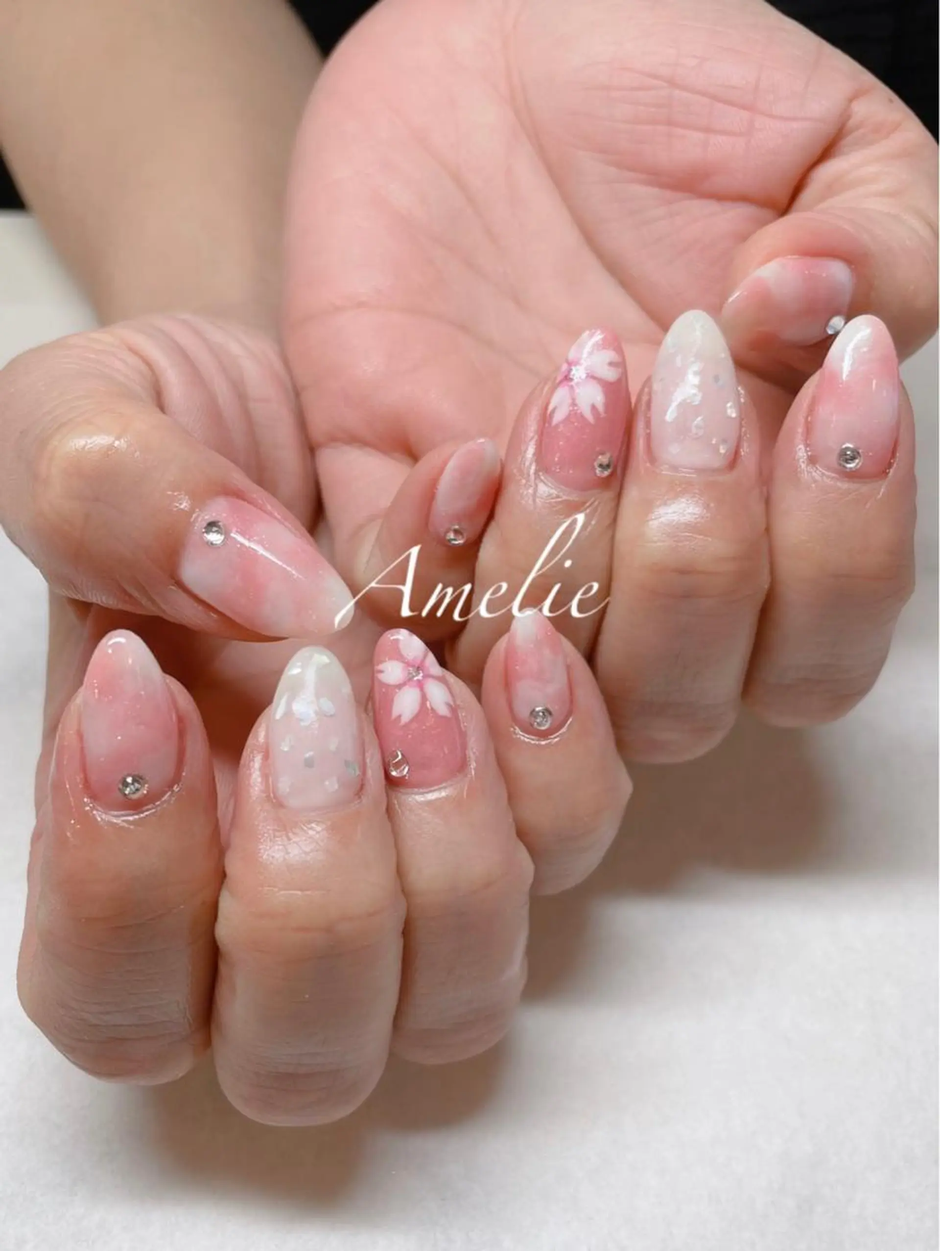 ネイル 桜ネイル ジェルネイル パラジェル ハンドネイル yo koのネイルデザイン