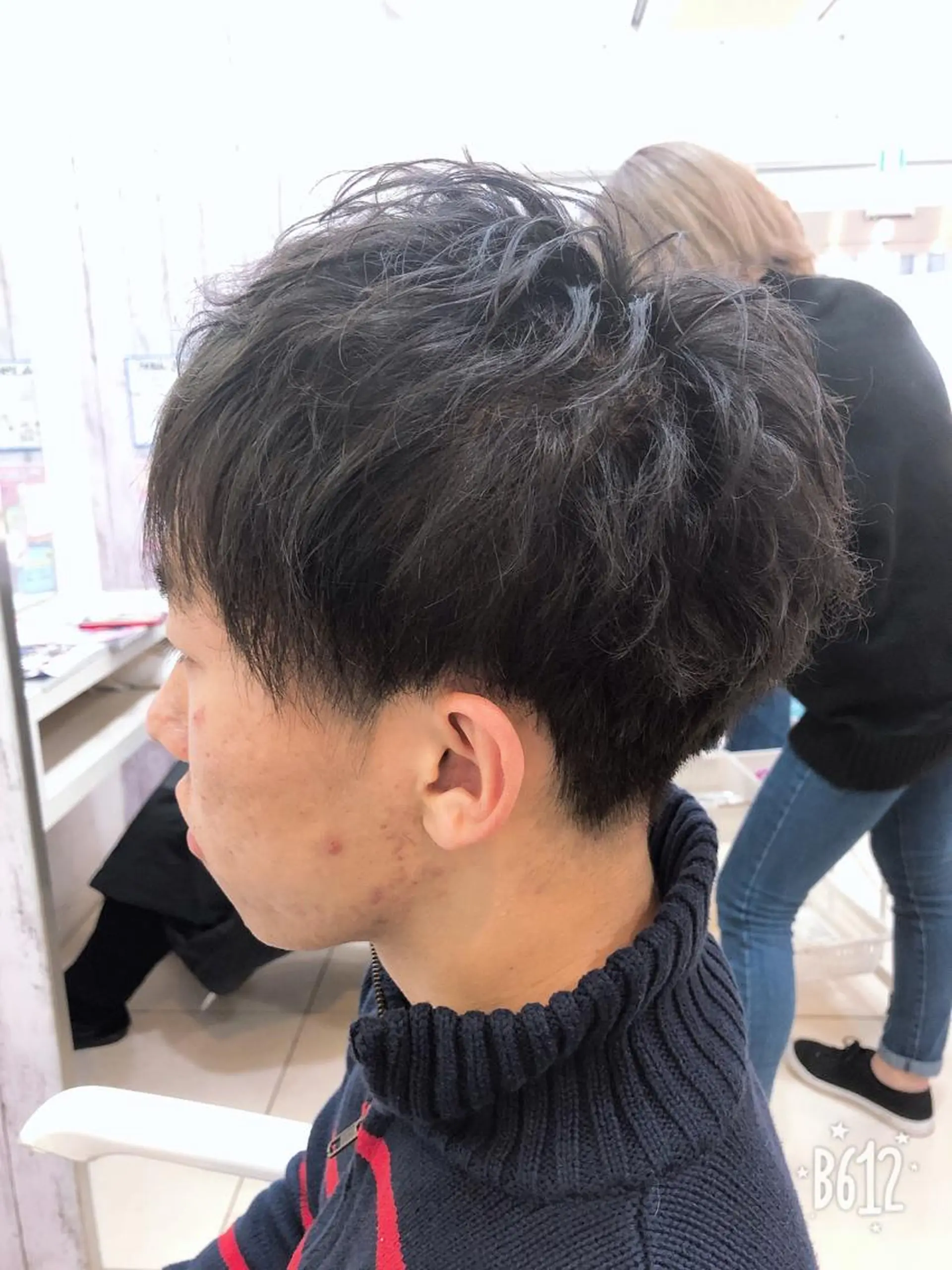 ショート パーマ メンズ 髪質改善× 白髪ぼかし溝江のヘアスタイル