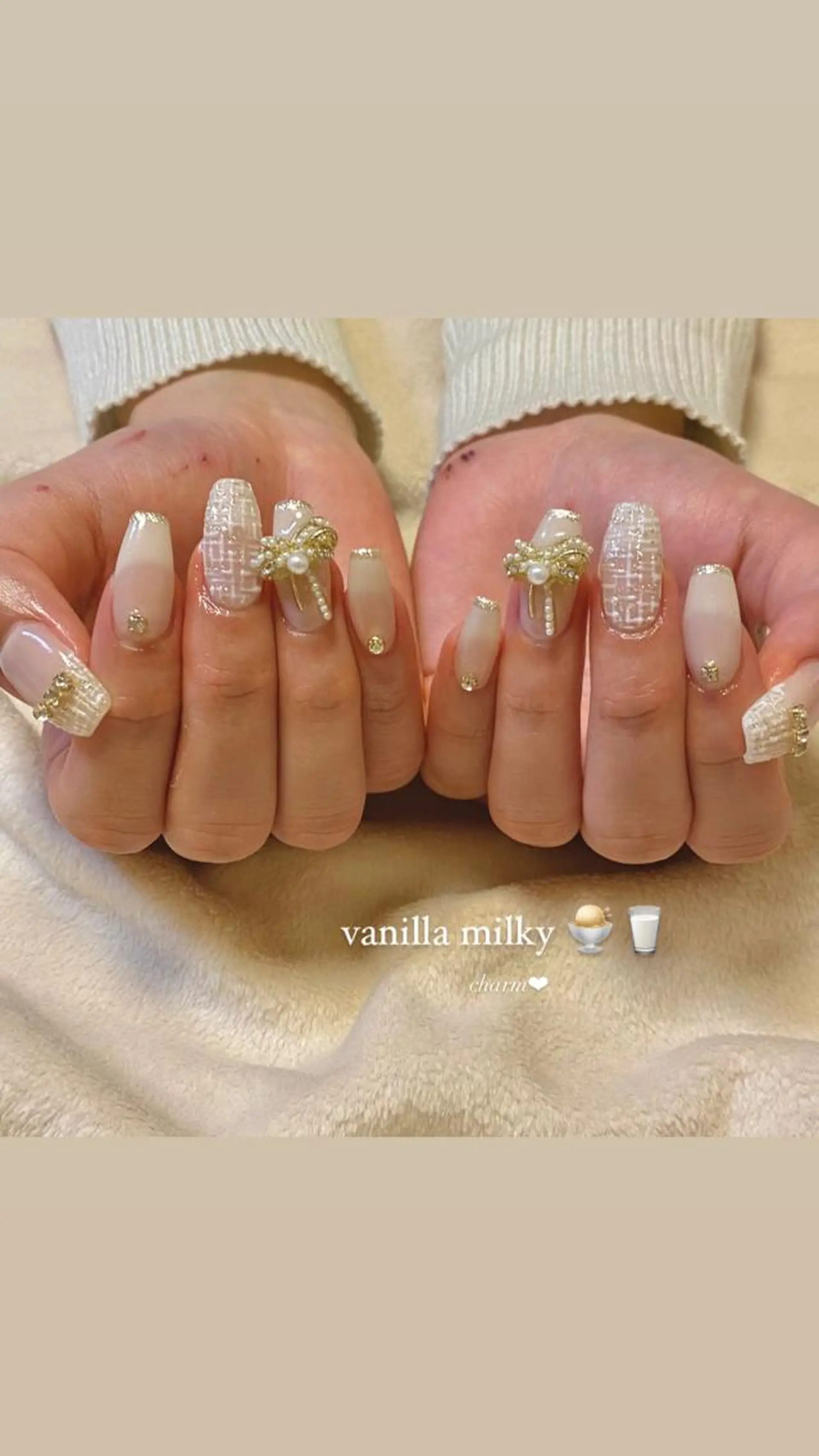 ネイル リボン ツイードネイル その他(ネイル) nail salon charmのネイルデザイン