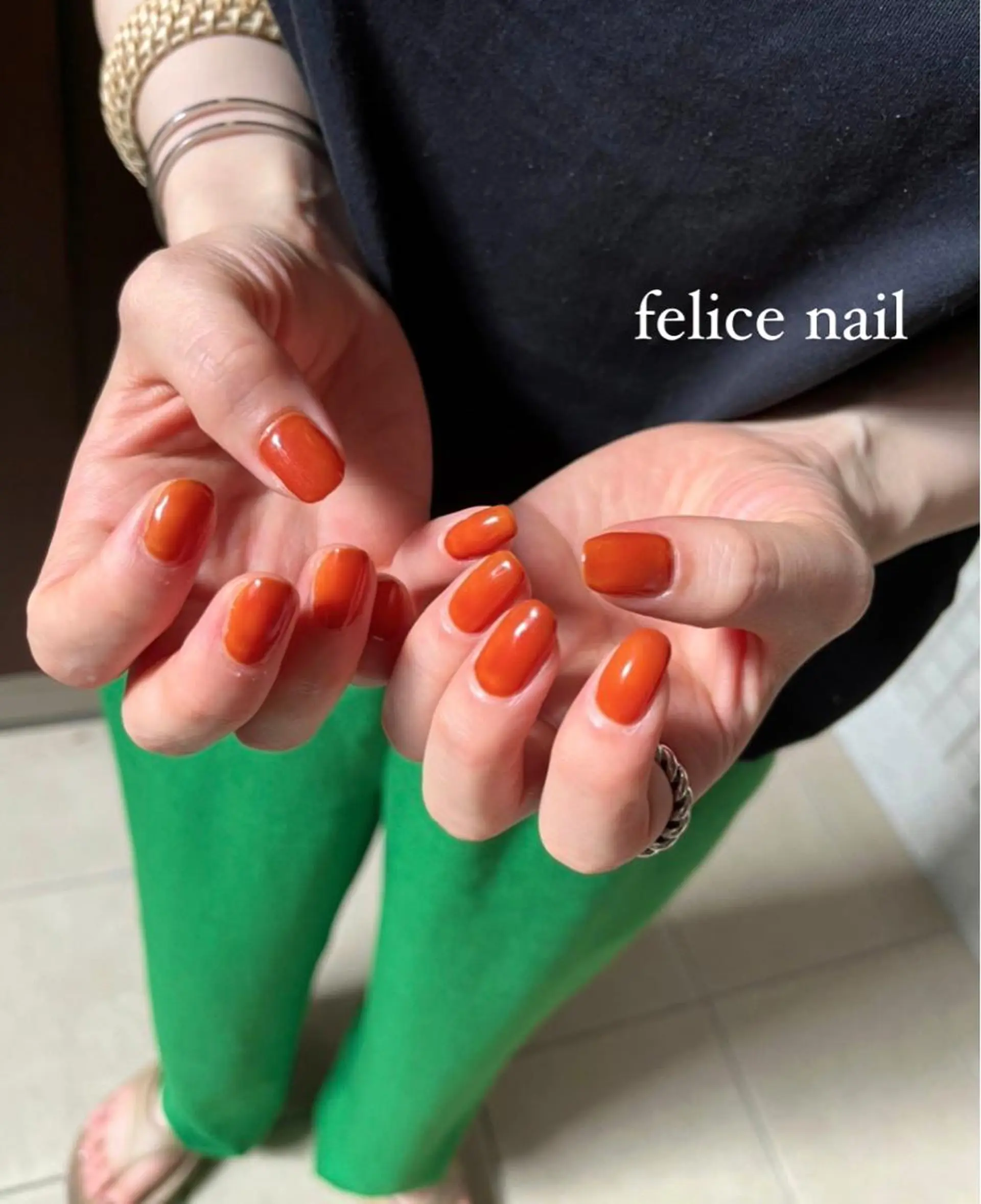 ネイル ワンカラーネイル オレンジ felice nailのネイルデザイン