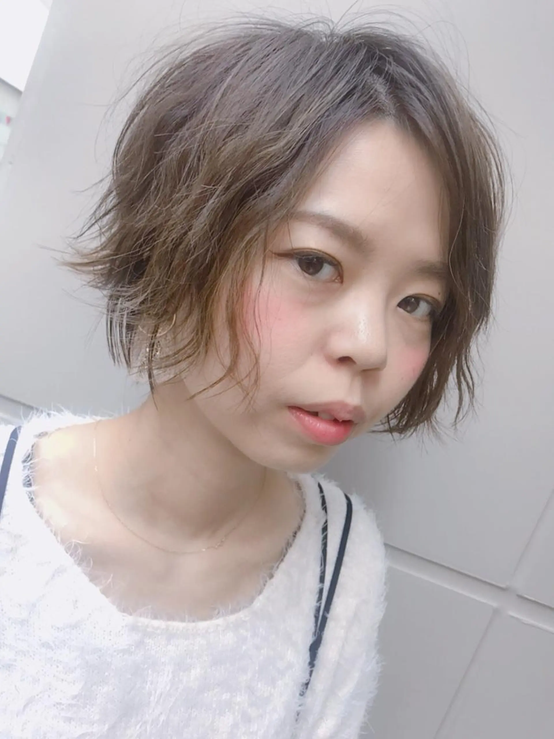 ミディアム ショートボブ ボブ カット パーマ 江崎 わか子のヘアスタイル