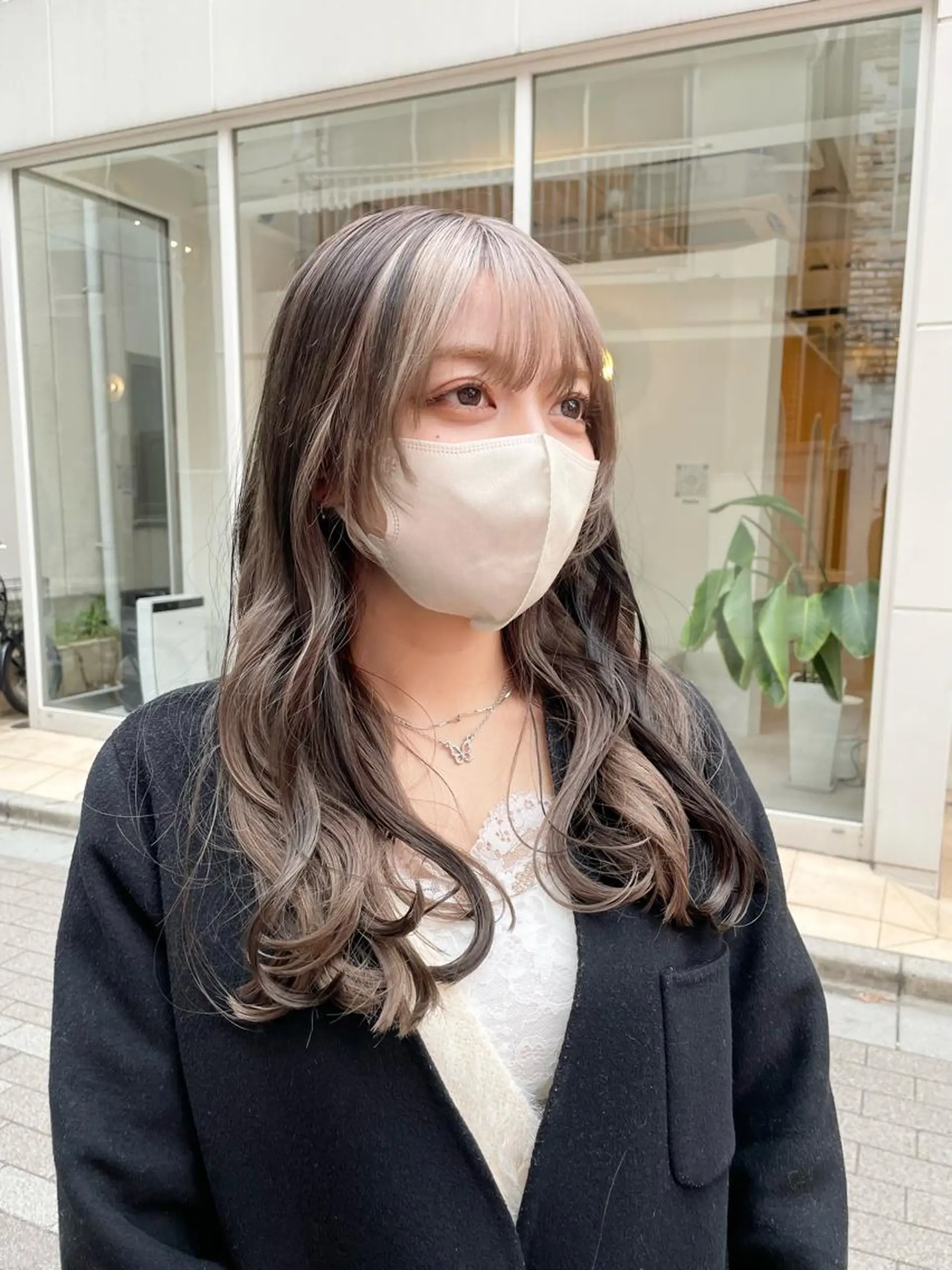 ロング カラー ミストバング  フェイスフレーミング ヘアカラー トリートメント ヘアセット ハイトーン×レイヤー ／遠藤将太のヘアスタイル