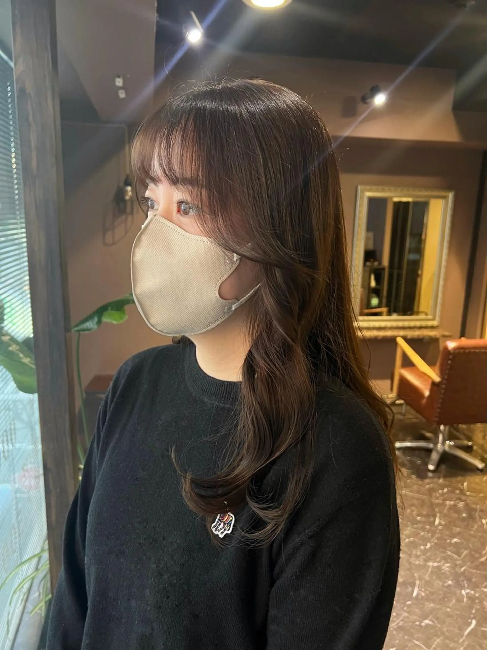 セミロング カラー 韓国風ヘア おくれ毛 小顔カット 髪質改善メニュー 長井 美佐子のヘアスタイル