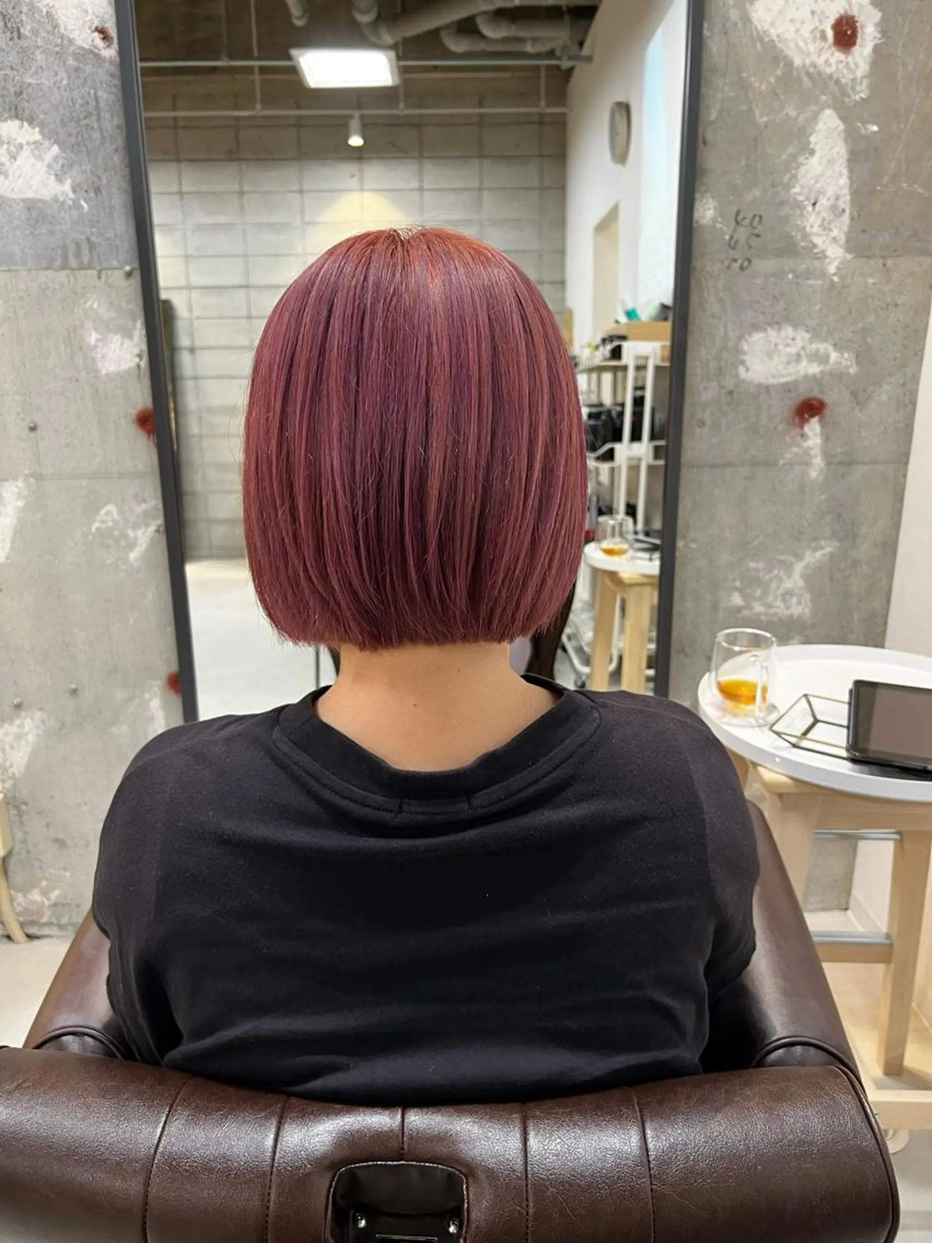 カラー ピンクカラー ボブ 椎葉 みはるのヘアスタイル