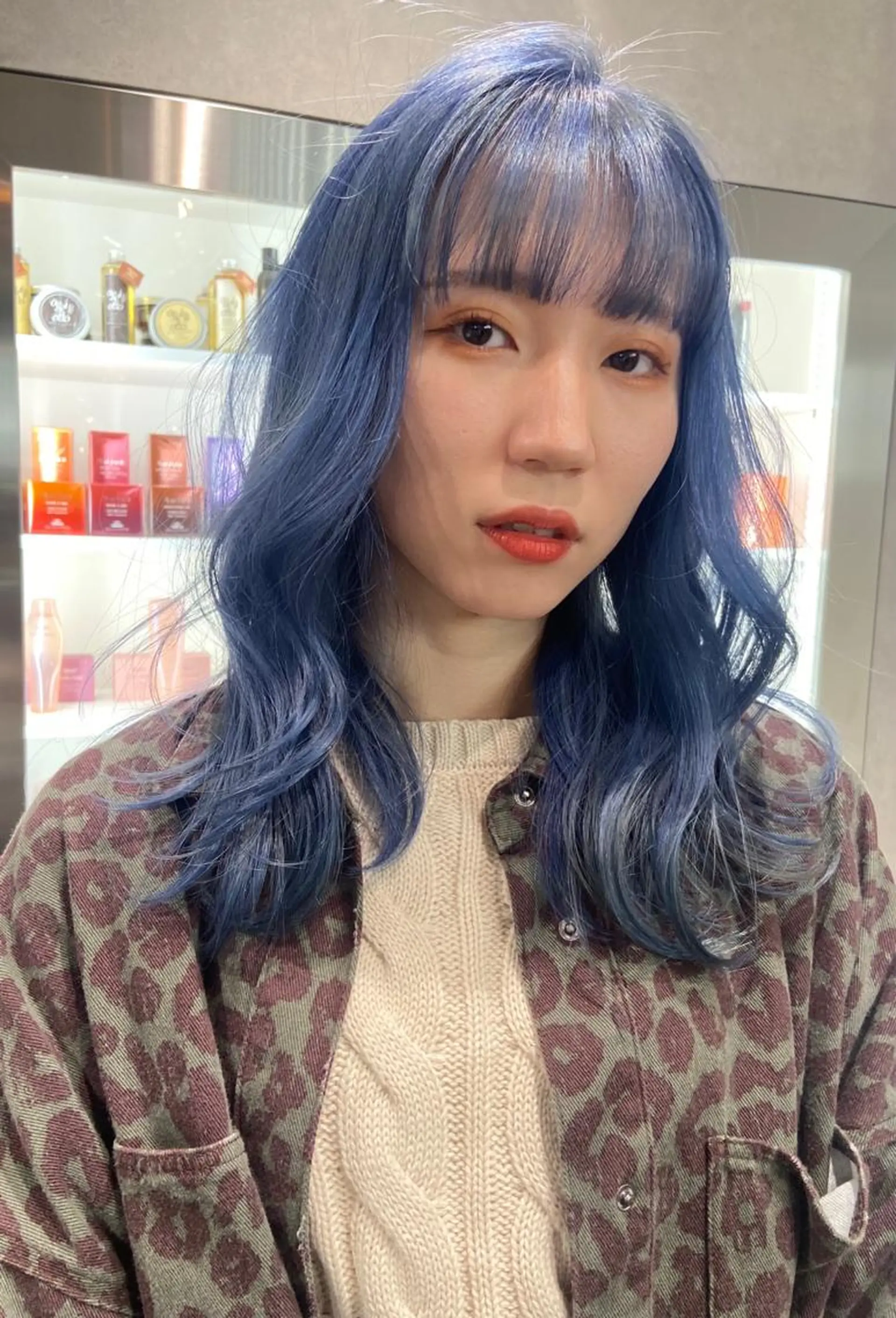 ミディアム カラー ブリーチ ブルーカラー ヘアセット🎀パーマ Tsubasaのヘアスタイル