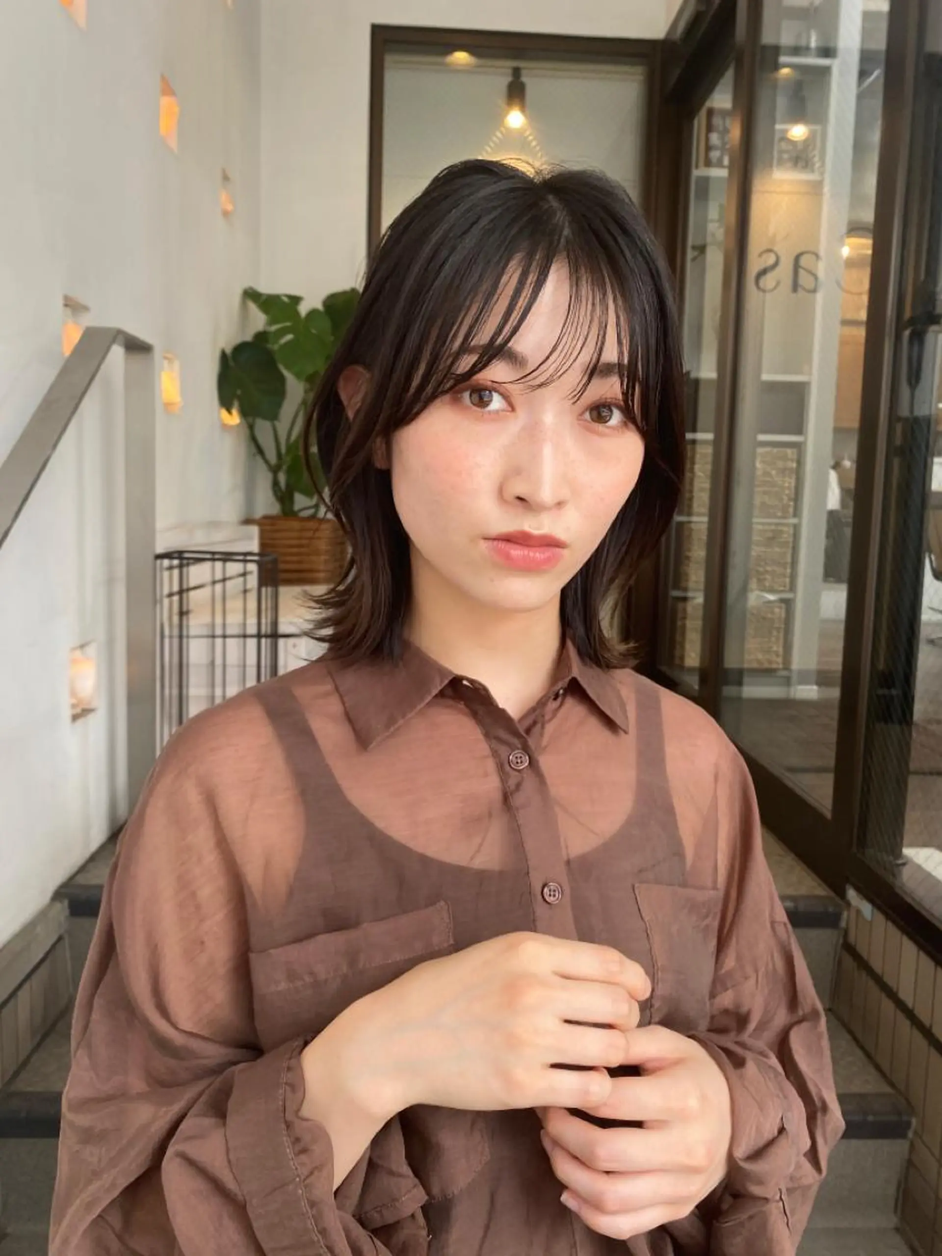 セミロング カラー ヘアアレンジ レイヤーカット シースルーバング ナカジマ ボブ/レイヤーのヘアスタイル