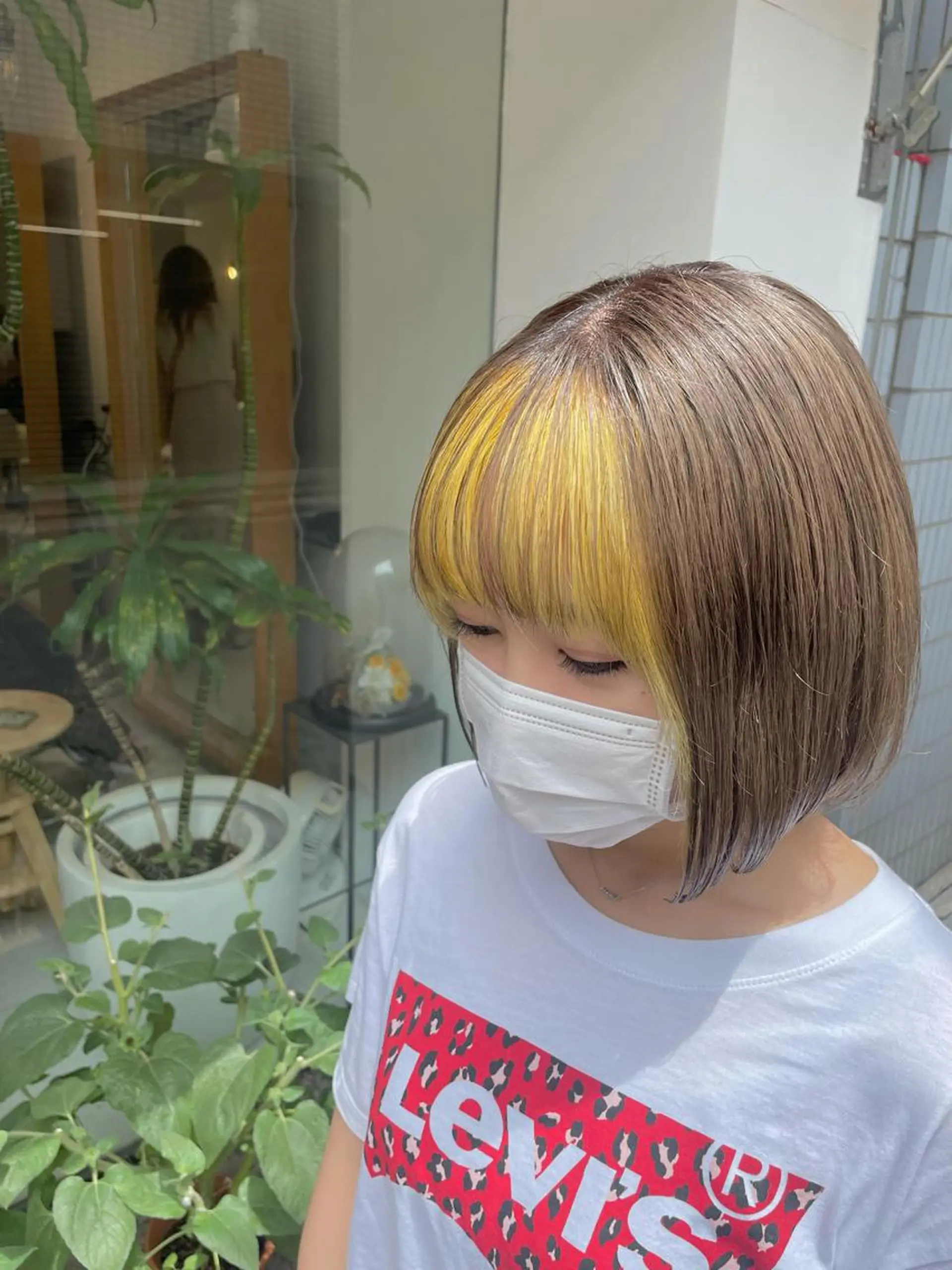 ミディアム カラー ミストバング  フェイスフレーミング ヘアカラー 福田千尋/インナー カラー/縮毛矯正のヘアスタイル