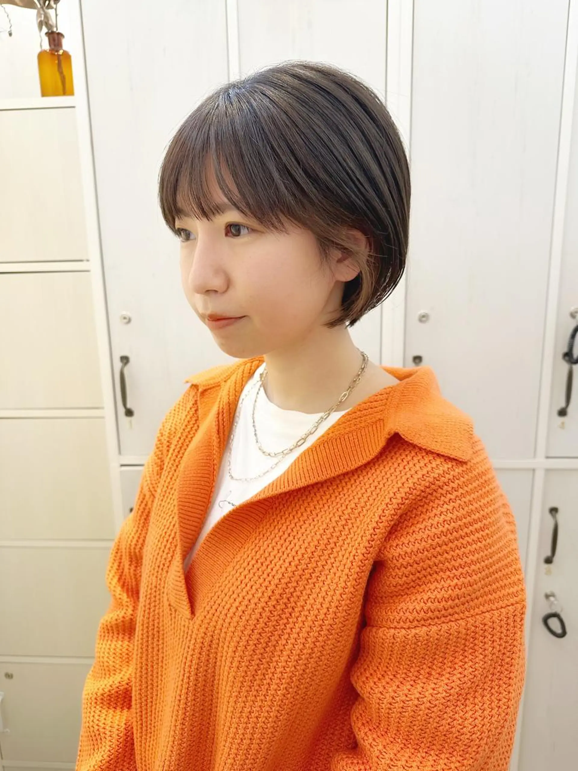 ショート カラー ショートボブ ショートレイヤー ハンサムショート 丸みショート ブリーチ カット ヘアカラー newline銀座所属・👑銀座ショート/ 絶壁補正/金子涼👑のヘアスタイル