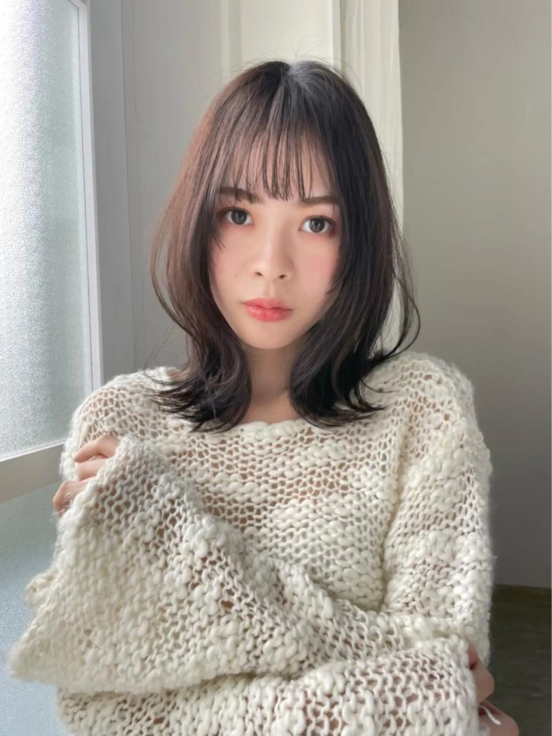 ミディアム カット ヘアカラー トリートメント patou 烏丸所属・レイヤーカット 早崎太生のヘアスタイル