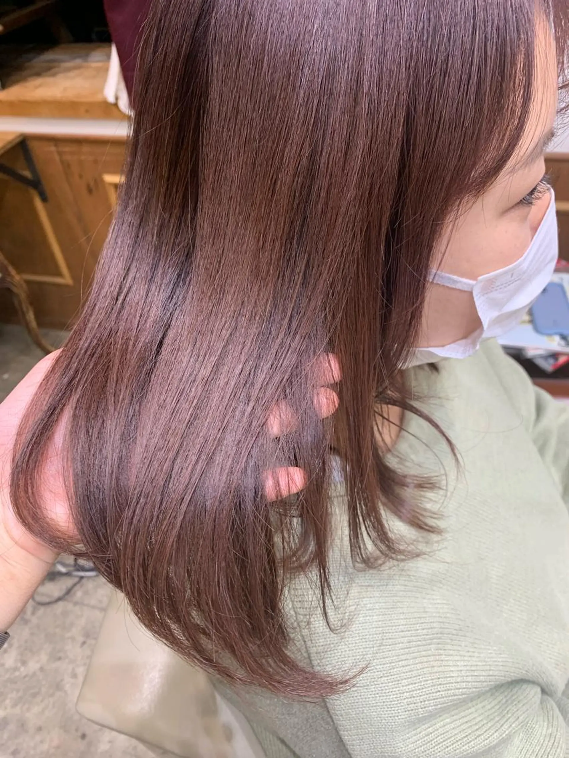 ミディアム カラー ブリーチ ブリーチなしカラー ピンクカラー HARUKA ♡モデル募集中♡のヘアスタイル